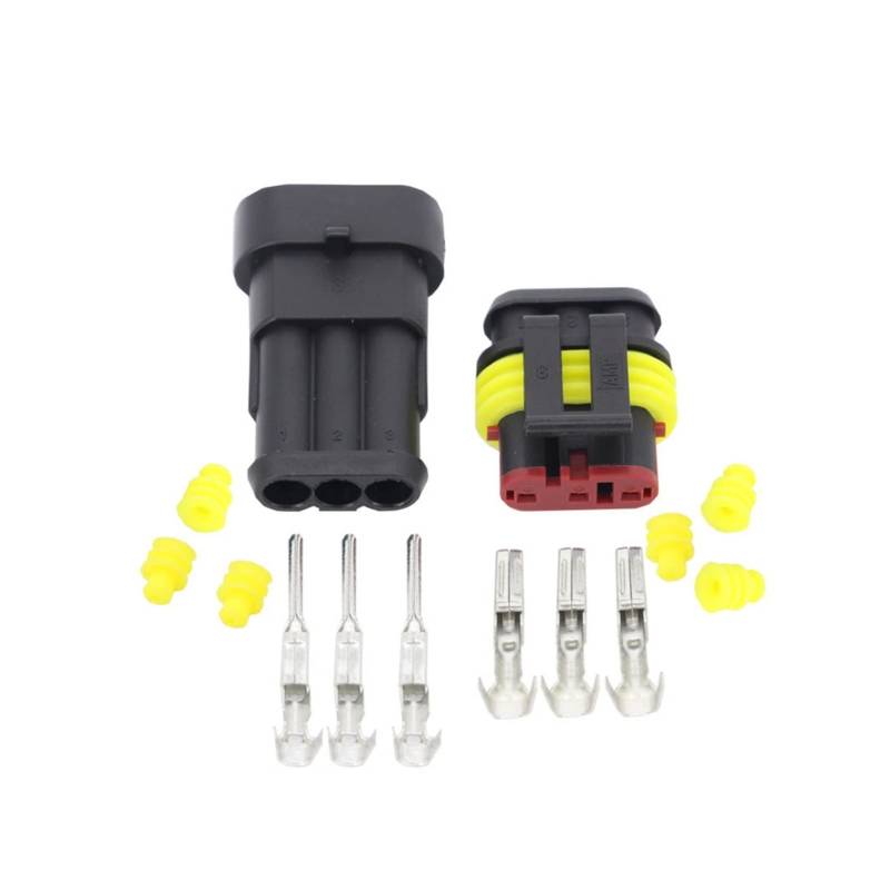 2-5sets Kit 2 Pin 1/2/3/4/5/6 Pins Weg AMPERE Superdichtung Wasserdichte elektrische Draht-Anschlüsse Stecker Compatible With Auto Wasserdichtes Stecker(3Pins,5Pcs) von AJOHBM