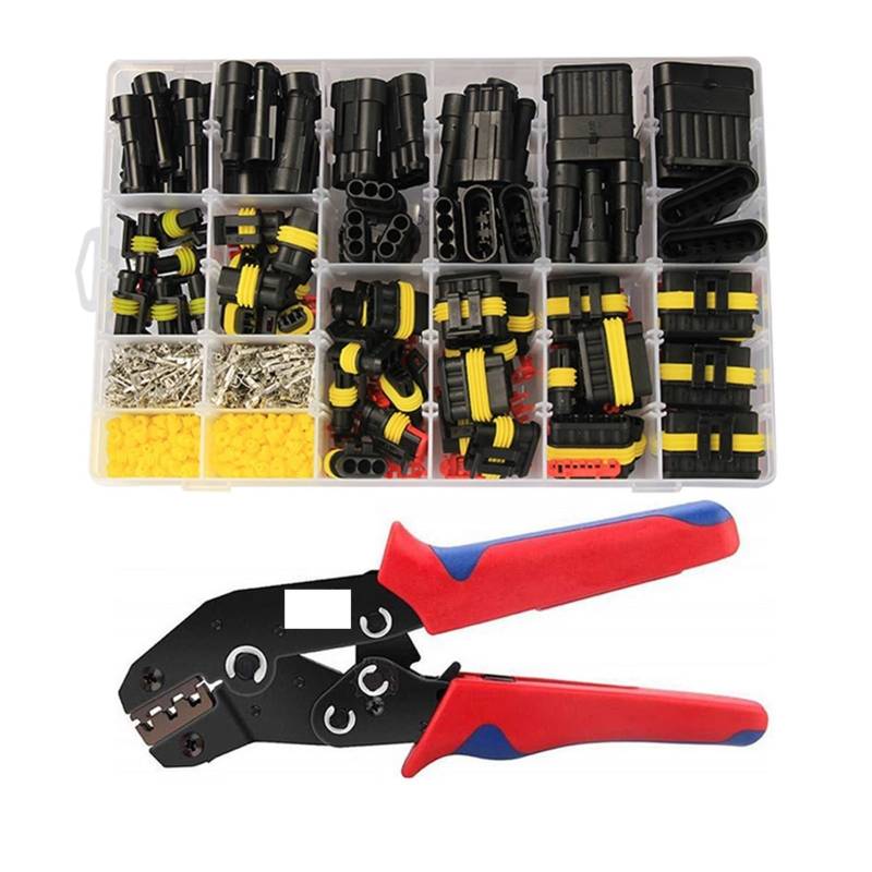 662/708 / 1004pcs Versteckt wasserdichte Steckverbinder 1/2/3/4 Pin 26 Sets Auto Elektrische Drahtstecker LKW-Kabelbaum 30 0V 12A (708pcs and Pliers) von AJOHBM