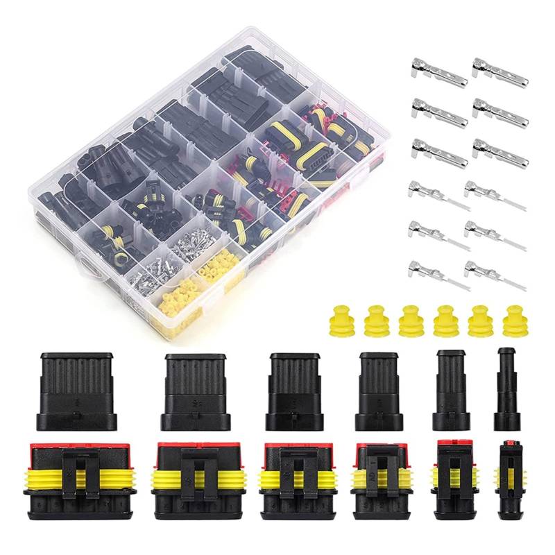 70 8 stücke 1-6 Pins versteckte wasserdichte steckverbinder 43 sätze Auto Marine Dichtung elektrische draht stecker stecker LKW ​​harnness 30 0V 12A. Kit(1004pcs) von AJOHBM