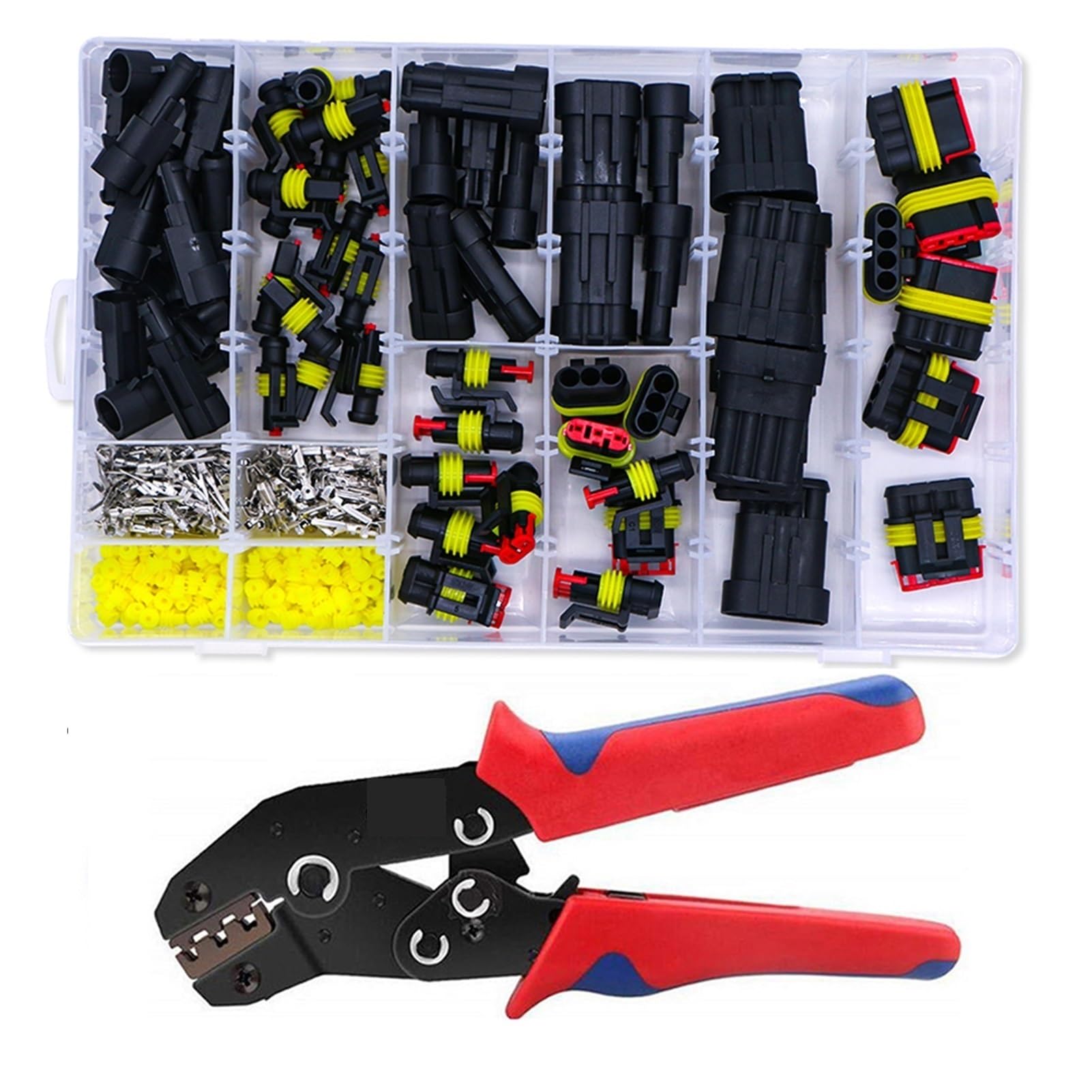 70 8 stücke 1-6 Pins versteckte wasserdichte steckverbinder 43 sätze Auto Marine Dichtung elektrische draht stecker stecker LKW ​​harnness 30 0V 12A. Kit(408pcs and Pliers) von AJOHBM