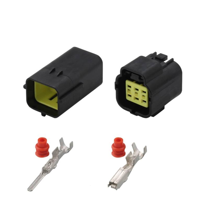 AJOHBM DJ70216Y-1,8mm Sensorstecker 3P Automobil Wasserdichter Stecker 4P Kabel männlich und weibliche Stoßstecker 6-Kerngummi-Schale 12 Löcher(6p,5sets) von AJOHBM