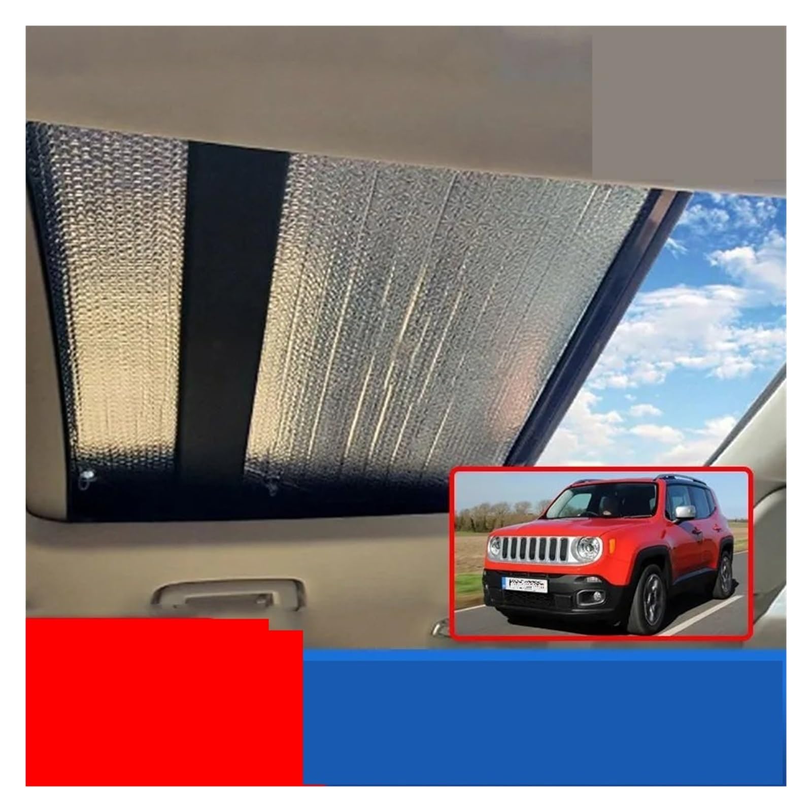 Autofenster Sonnenblende Auto Schiebedach Sonnenschirm Für Jeep Für Renegade 2023-2015 2017 2018 2020 2021 Auto Zubehör Dach Sonnenschutz Wärmedämmung Windschutzscheibe Sonnenschutz von AJQBRMB