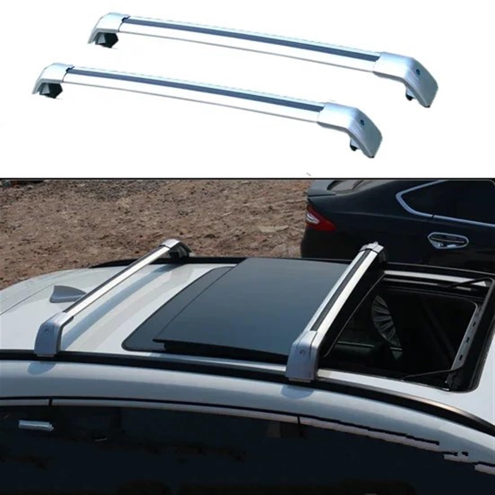 Dachträger 2Pcs Dach Bars Aluminium Legierung Seite Bars Kreuz Schienen Dach Rack Gepäck Für Genesis Für GV80 5-dr SUV 2020- Auto-Gepäckträger(Silber) von AJQBRMB