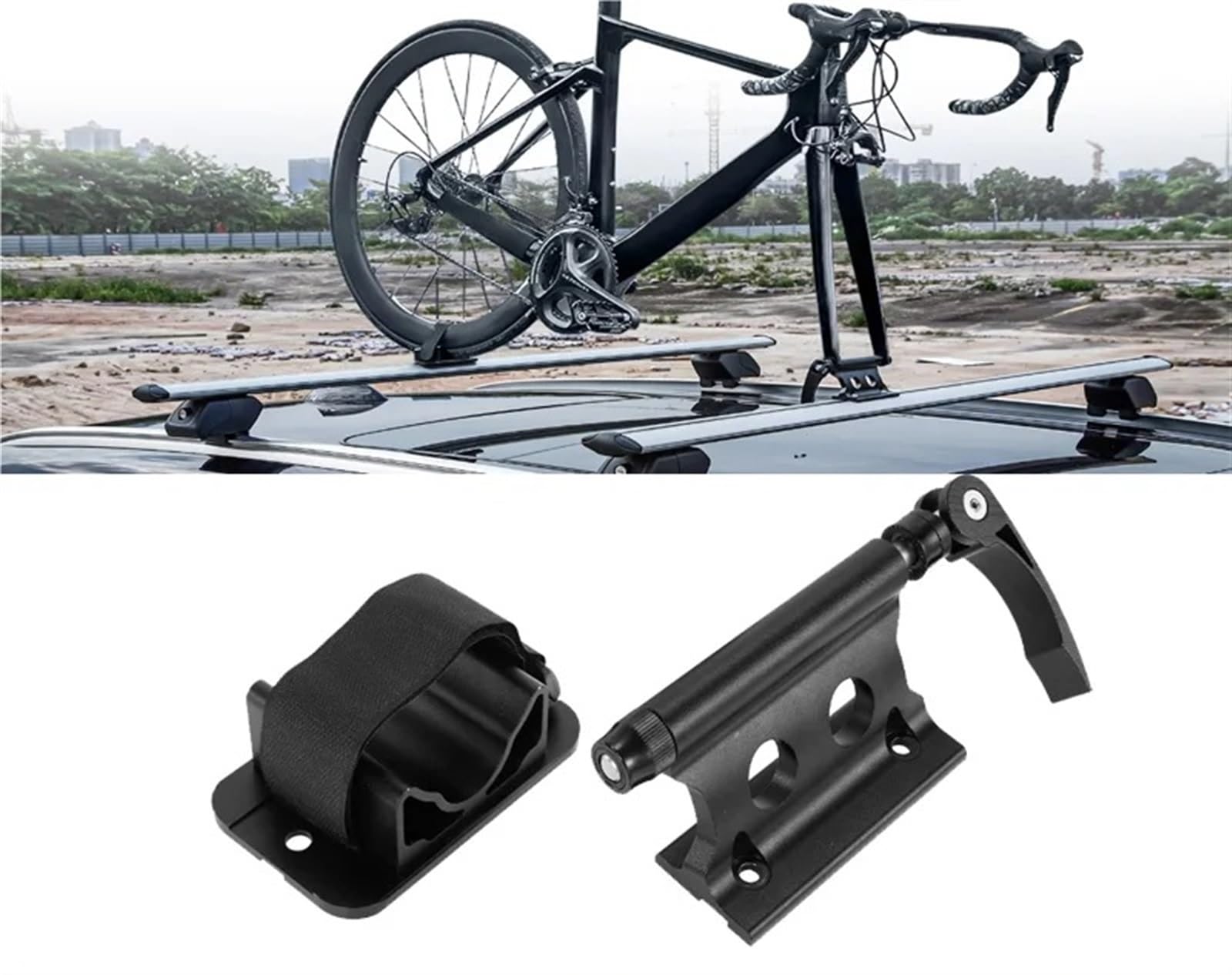 Dachträger Fahrrad Gabelträger Schnellspanner Vorderradgabelträger + Hinterradhalter Set Dachträger Für Dachfahrradaufbewahrung Universal Auto-Gepäckträger von AJQBRMB