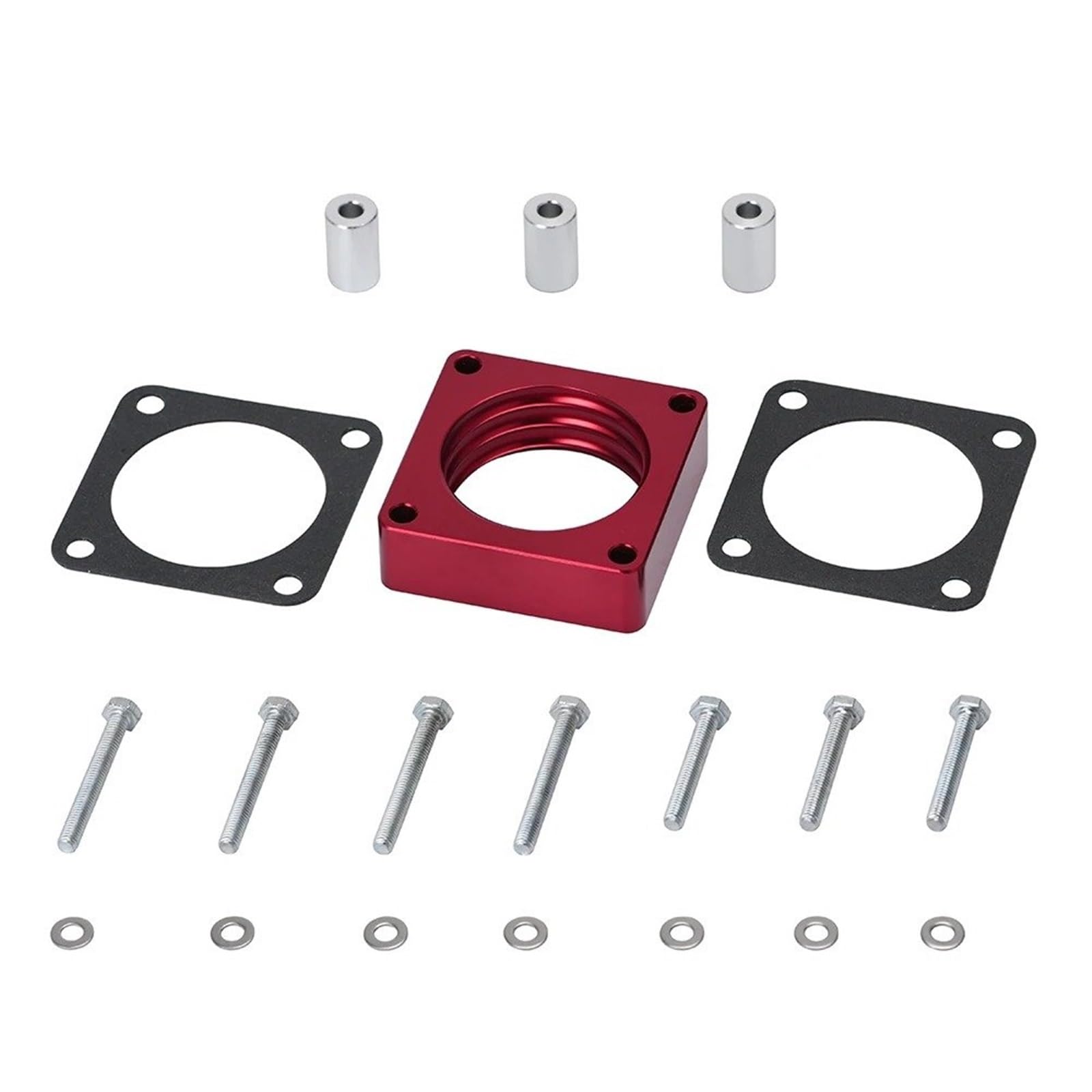 Drosselklappen Aluminium Drosselklappengehäuse Spacer 91-06 Für Jeep Für Wrangler TJ YJ Für Cherokee XJ 2.5L/4.0L Motorgas MJ Mit Dichtung 1" Raise Manifold Carb(Rot) von AJQBRMB