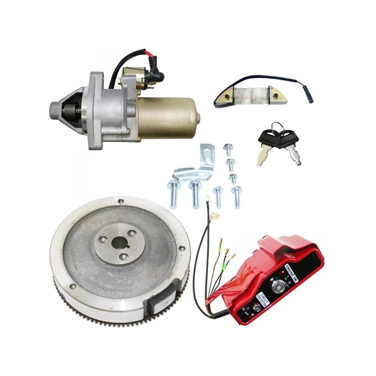 Elektro Anlasser FÜR GX390 GX340 11HP GX390 13HP 188F 190F Generator GEHÄUSE Starter Motor Ladung SCHWUNGRAD Spule Schalter ELEKTRISCHE Start Kits Anlassermotor von AJQBRMB