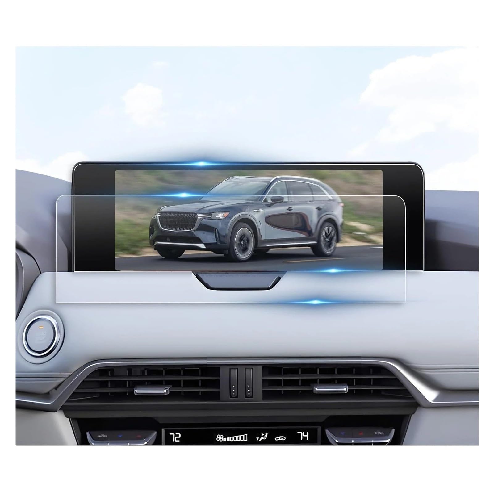 GPS Schutzfolie Für Mazda Für CX-90/Für CX90 2024 2025 Auto LCD 12,3 Zoll PET GPS Navigation Ohne Loch Display-schutzfolie Zubehör Instrumententafel Schutzfolie von AJQBRMB