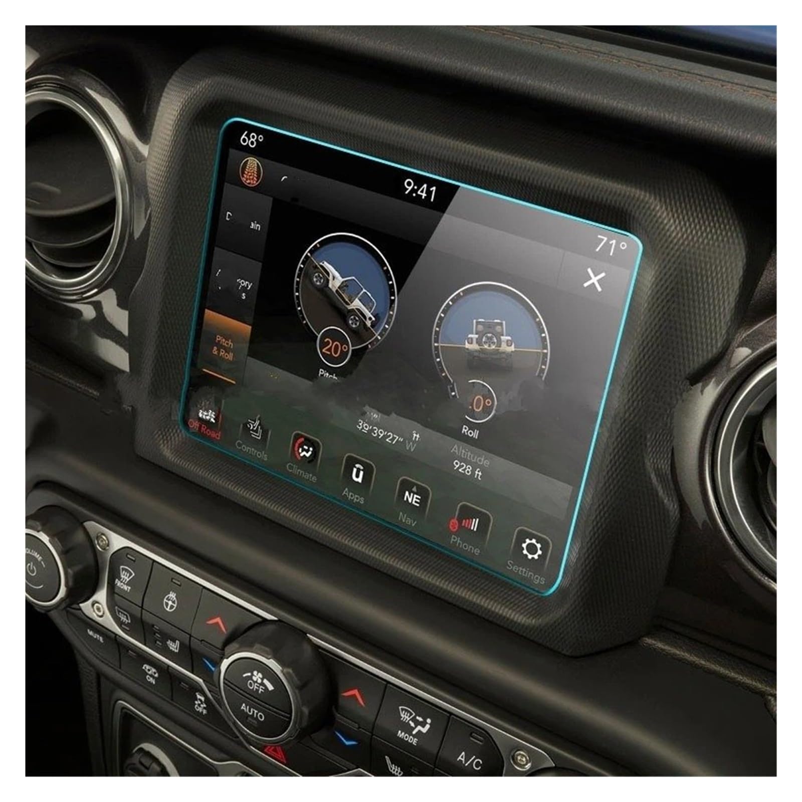 GPS Schutzfolie Gehärtetem Glas Film Für Jeep Für Wrangler Für Rubicon 4xe 392 2021 Auto Navigation Touch Screen Protector Auto Innen Zubehör Instrumententafel Schutzfolie von AJQBRMB