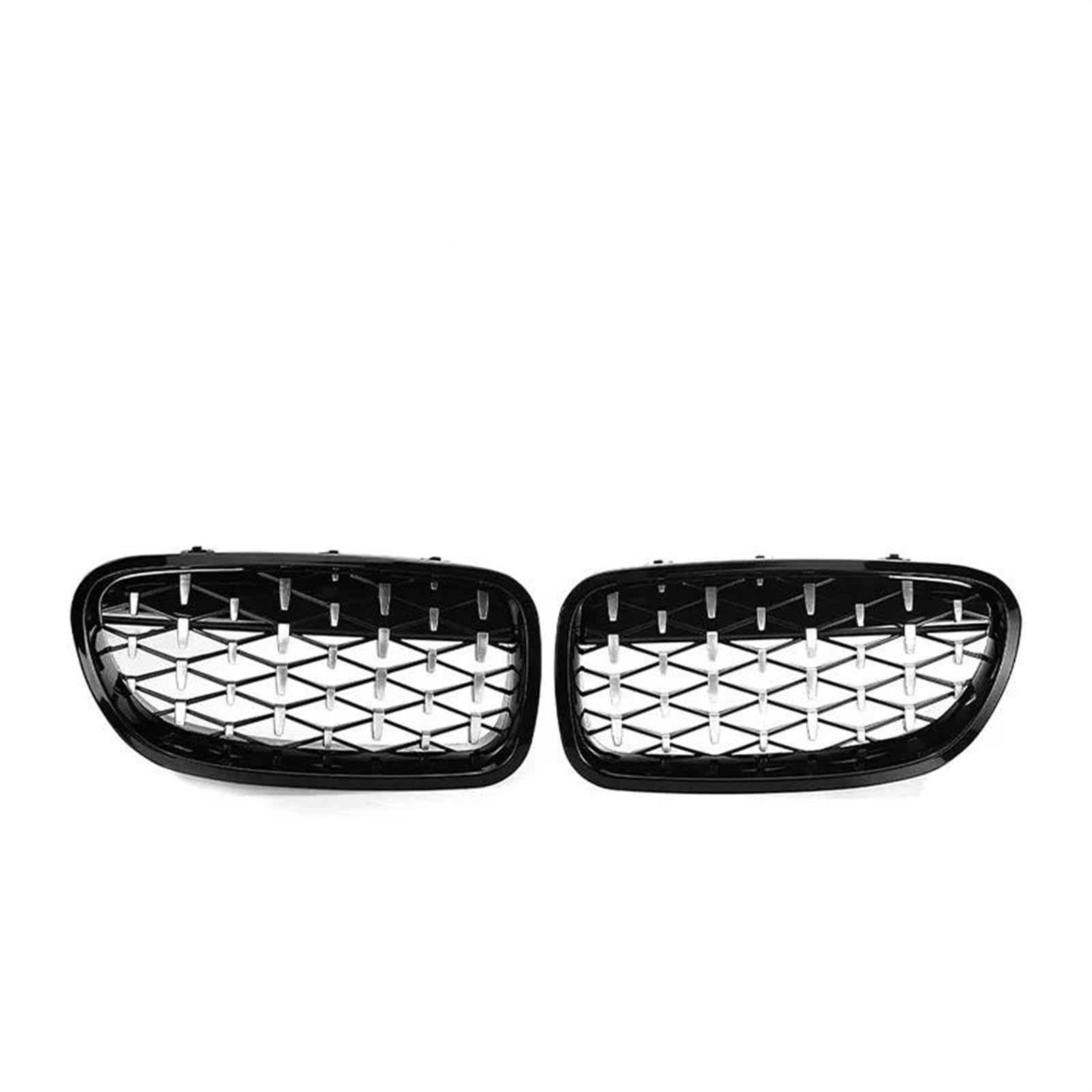 Haubengitter Auto Front Stoßstange Gitter Linie Für 5 Series F10 F11 F18 2010 2011 2012 2013 2014 2015 2016 2017 Glanz Schwarz Racing-Kühlergrill(Black and Silver) von AJQBRMB