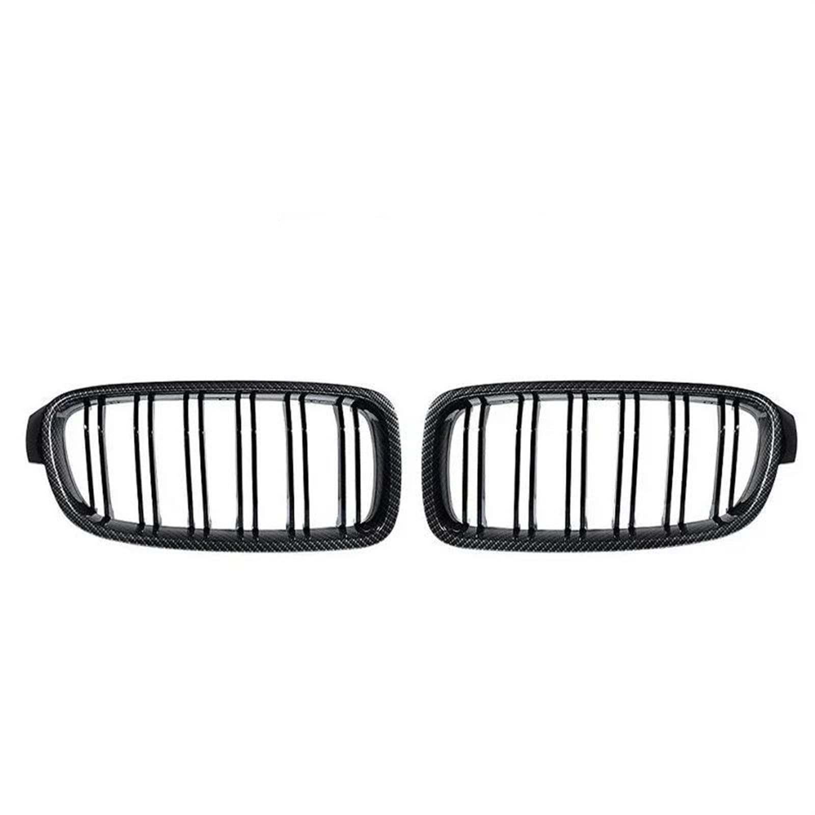 Haubengitter Front Grillz Piano Black Dual Line Nierengrill Für 3er F30 F31 Grill 2012 2013 2014 2015 2016 2017 2018 2019 320i 325i 328i Racing-Kühlergrill(Carbon Look) von AJQBRMB