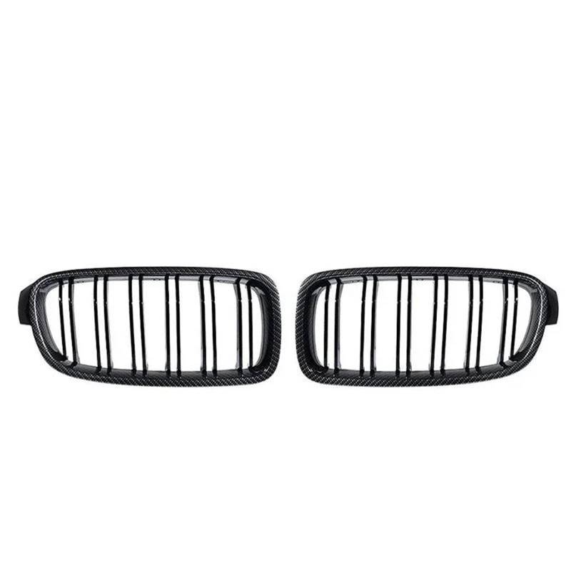 Haubengitter Frontgrillz Für F31 3er F30 320i 325i 328i 2012 2013 2014 2015 2016 2017 2018 2019 Piano Black Dual Line Nierengrill Racing-Kühlergrill(Carbon Look) von AJQBRMB