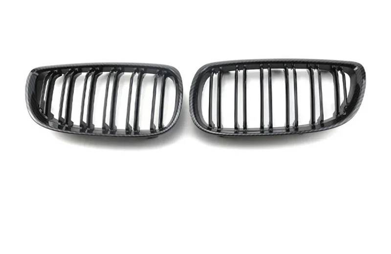 Haubengitter Frontstoßstangen-Nierengrill, Schwarz Glänzend, Doppellinien-Kühlergrill, Auto-Styling, Renngitter Für E92 E93, Für M3 2006 2007 2008 2009 Racing-Kühlergrill(Dual Carbon Look) von AJQBRMB