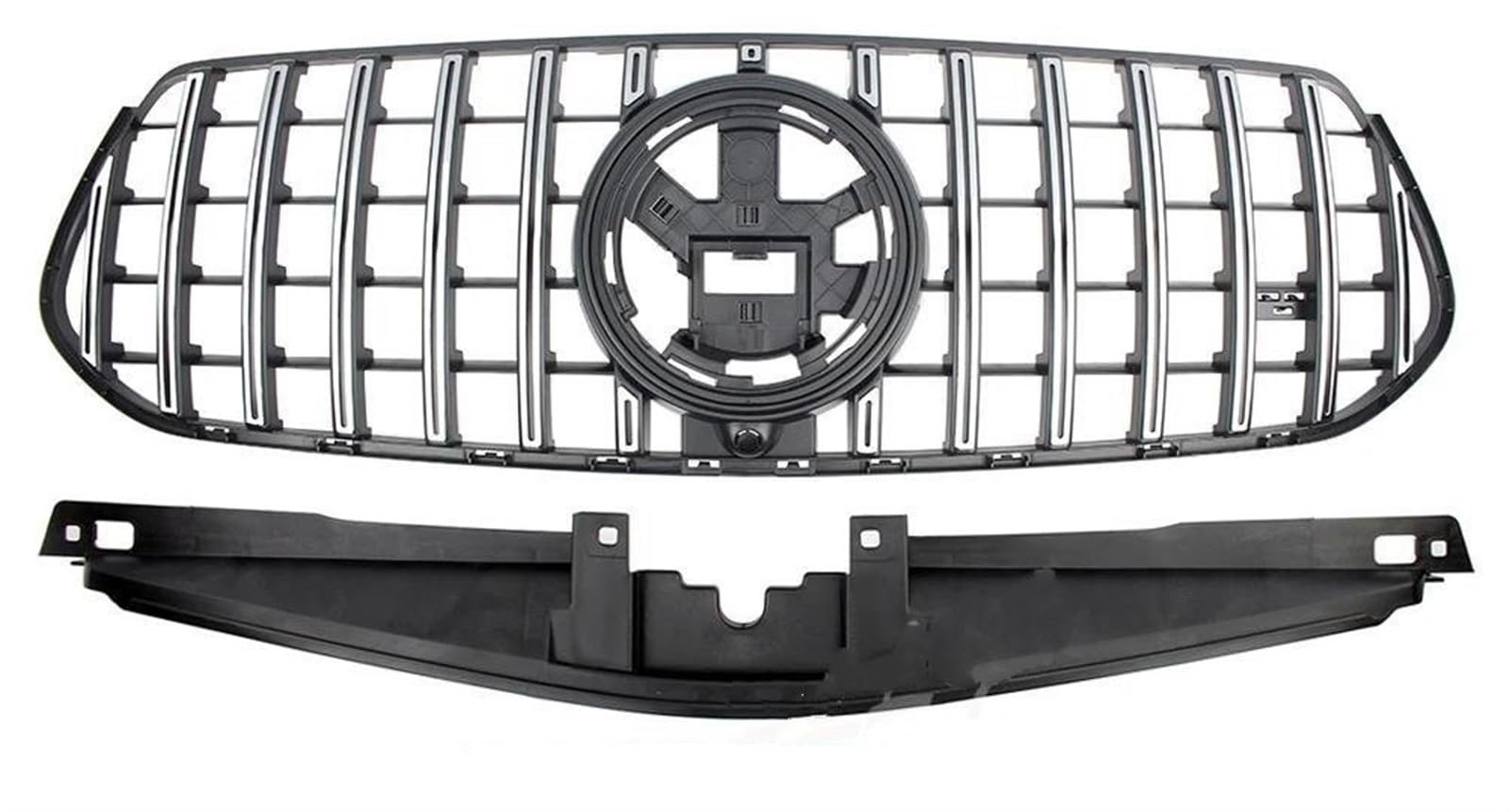 Haubengitter Für Benz W167 V167 GLE300 GLE350 GLE400 GLE450d 2023 2024 + Auto Vorne Racing Facelift Stoßstange Grille Oberen Kühler Abdeckung Racing-Kühlergrill(Silber) von AJQBRMB