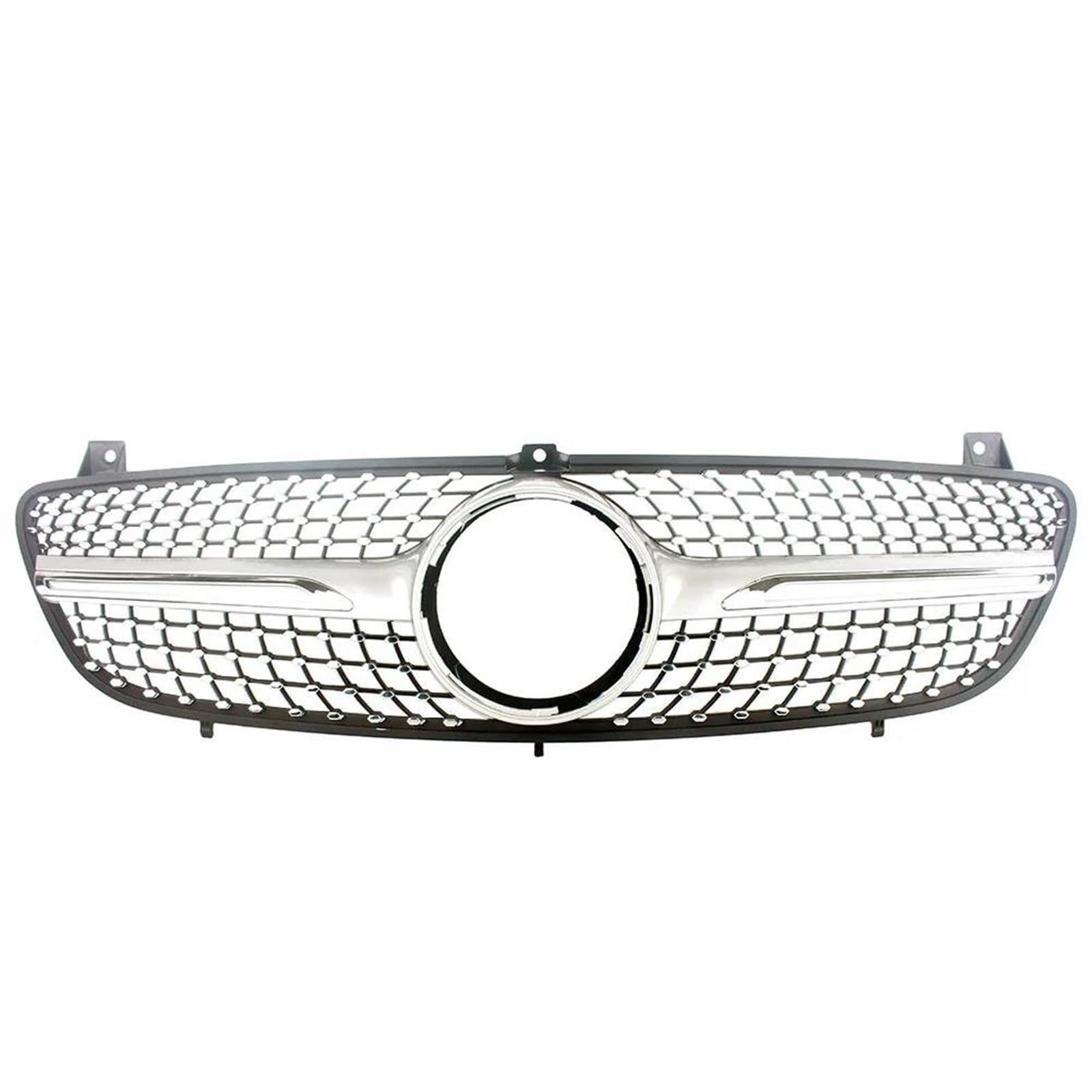 Haubengitter Für Benz W639 Für Viano Für Vito 2006 2007 2008 2009 2010 Auto Vorne Racing Facelift Center Grille Stoßstange Grill Racing-Kühlergrill(Silber) von AJQBRMB