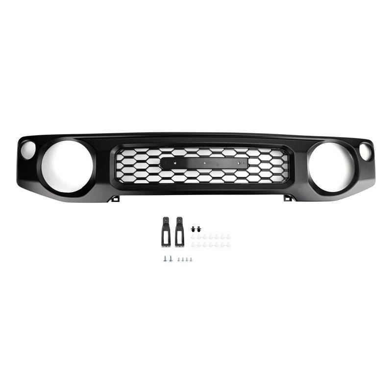 Haubengitter Für Suzuki Für Jimny JB74 2019 2020 2021 2022 2023 Honeycomb Frontstoßstangengrill Grau/Schwarz Autozubehör Racing-Kühlergrill(Schwarz) von AJQBRMB