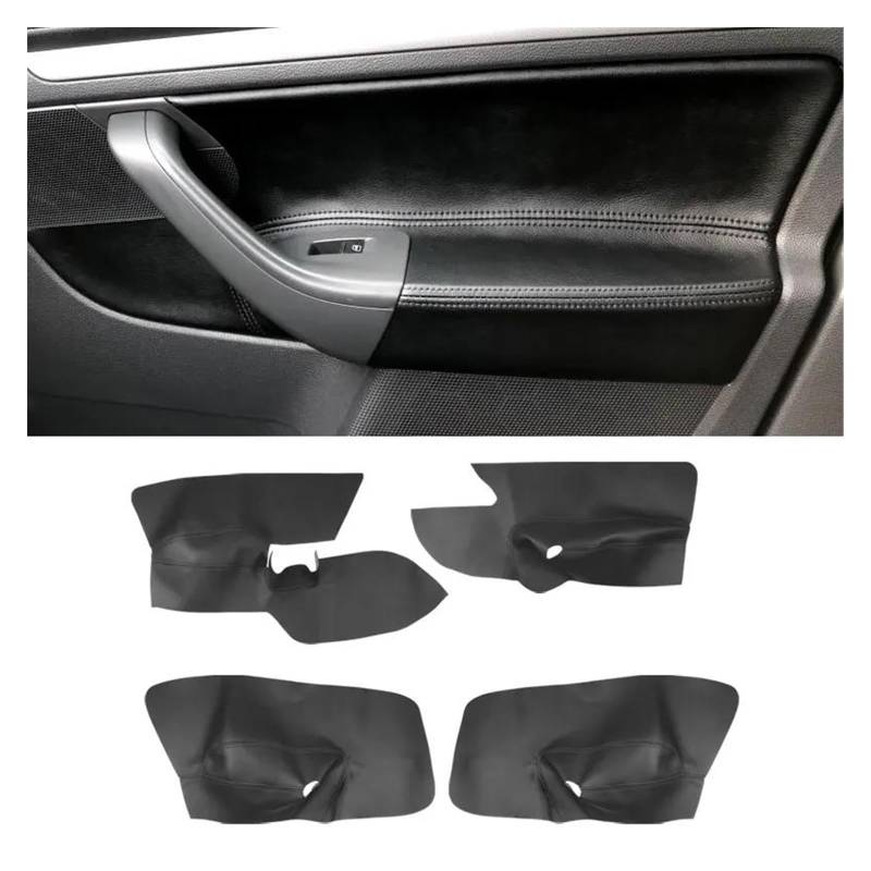 LHD Mikrofaser Leder Innen Auto Tür Panel Armlehne Abdeckung Aufkleber Trim Für VW Für Golf 5 Für Jetta 2005 2006 2007 2008 2009 2010 Zierblende Für Die Mittelkonsole(Beige,Rear Pair) von AJQBRMB