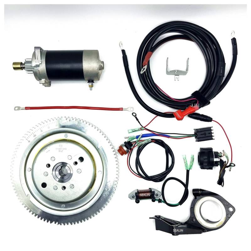 Motor Starter T30 ELEKTROSTARTER-KIT FÜR F30HMHS/L FÜR HWL FÜR MHL 2 FÜR HWL 496CC T25 E30 25HP 30HP FÜR AUßENBORD-ANLASSERSCHWUNGRAD-LADESPULE Anlasser(with Coil) von AJQBRMB