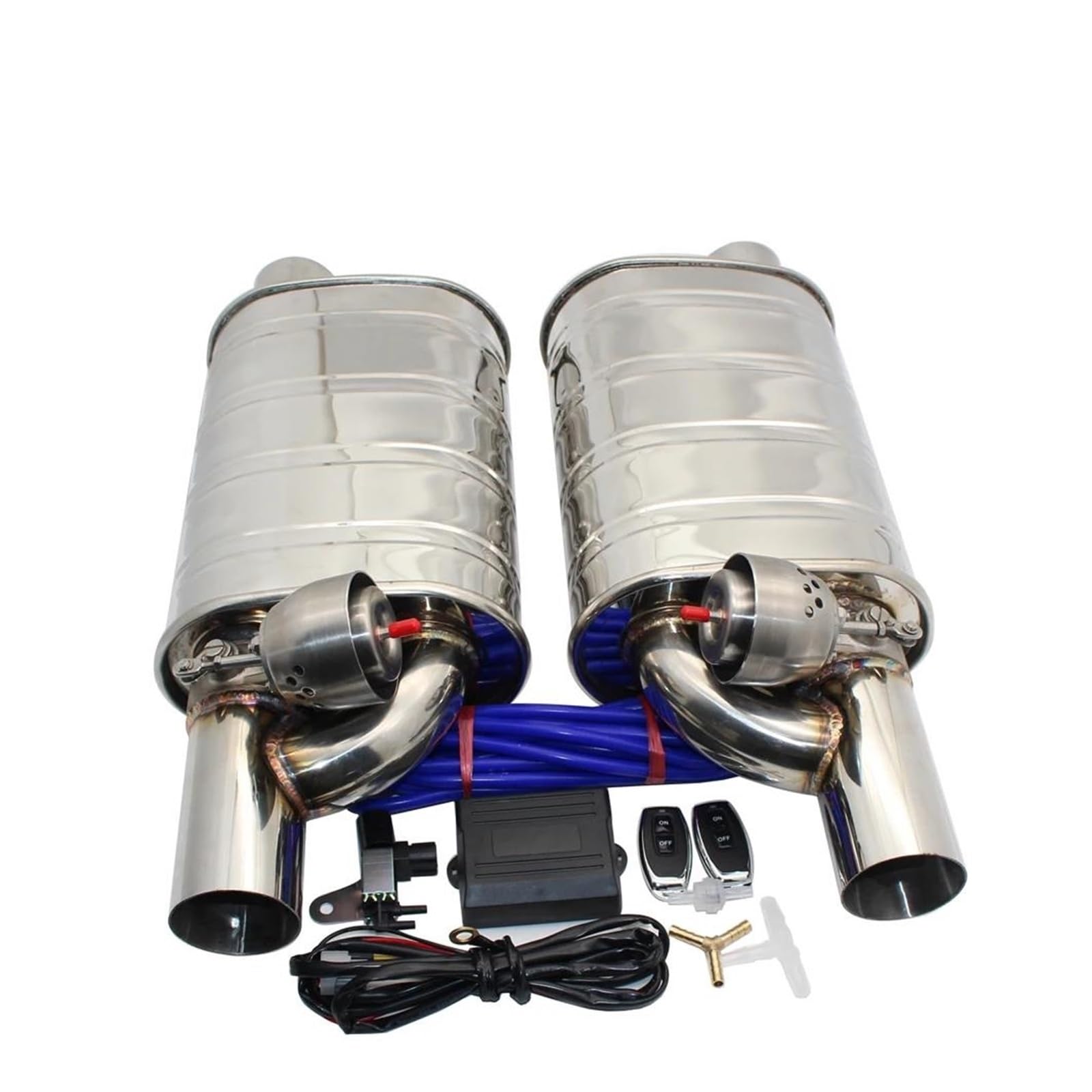 Schalldämpfer 1 Paar Universal 63 Mm Auto-Abgasanlage, Vakuumventilsteuerung, Auspuffrohr-Kit, Fernbedienung, Variabler Schalldämpfer, Edelstahl Endrohr(A kit 51MM) von AJQBRMB