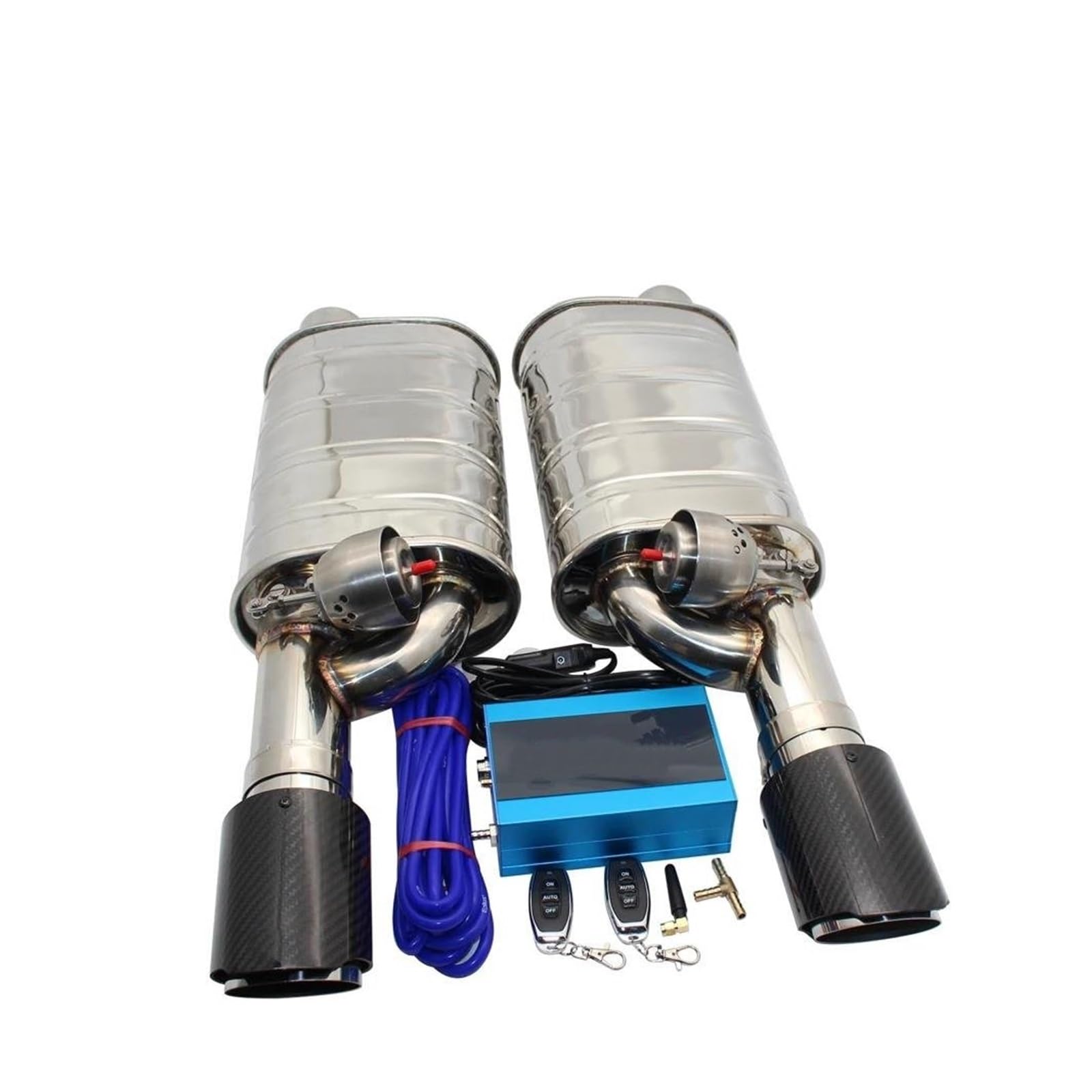 Schalldämpfer 1 Paar Universal 63 Mm Auto-Abgasanlage, Vakuumventilsteuerung, Auspuffrohr-Kit, Fernbedienung, Variabler Schalldämpfer, Edelstahl Endrohr(D kit 51MM) von AJQBRMB