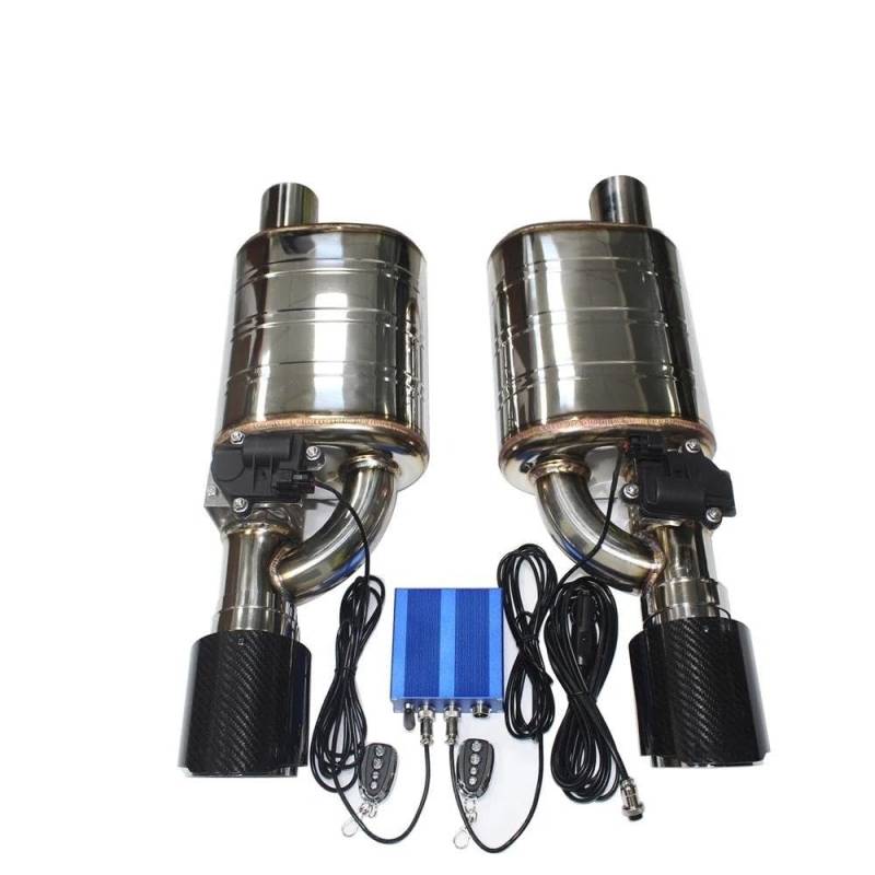 Schalldämpfer 1 Paar Universal-Schalldämpfer Aus Edelstahl, Auto-Auspuffrohr-Set, Verstellbarer Ventilwinkel, Abgasanlage, Elektrische Ventilsteuerung Endrohr(C 51MM) von AJQBRMB