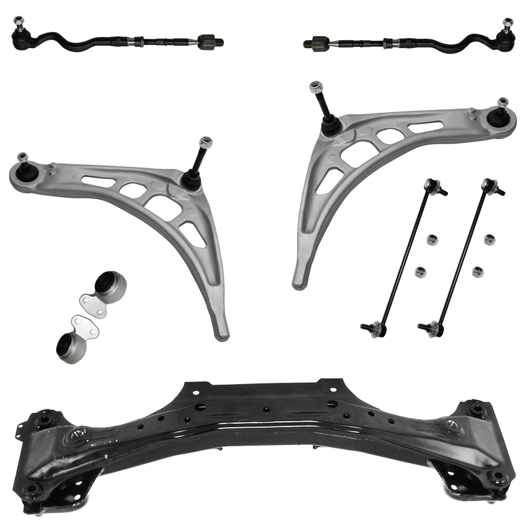 1x Achsträger 2x Querlenker 2x Koppelstange 2x Spurstange Vorderachse für BMW3 E46 für BMWZ4 Coupe E86 + Roadster E85 von AJS Parts