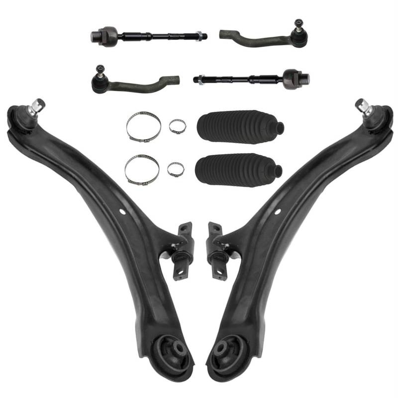 2x Querlenker 2x Spurstange Lenkmanschette Vorderachse für Nissan Qashqai/Qashqai +2 J10 JJ10 X-Trail T31 für Renault für Koleos HY von AJS Parts