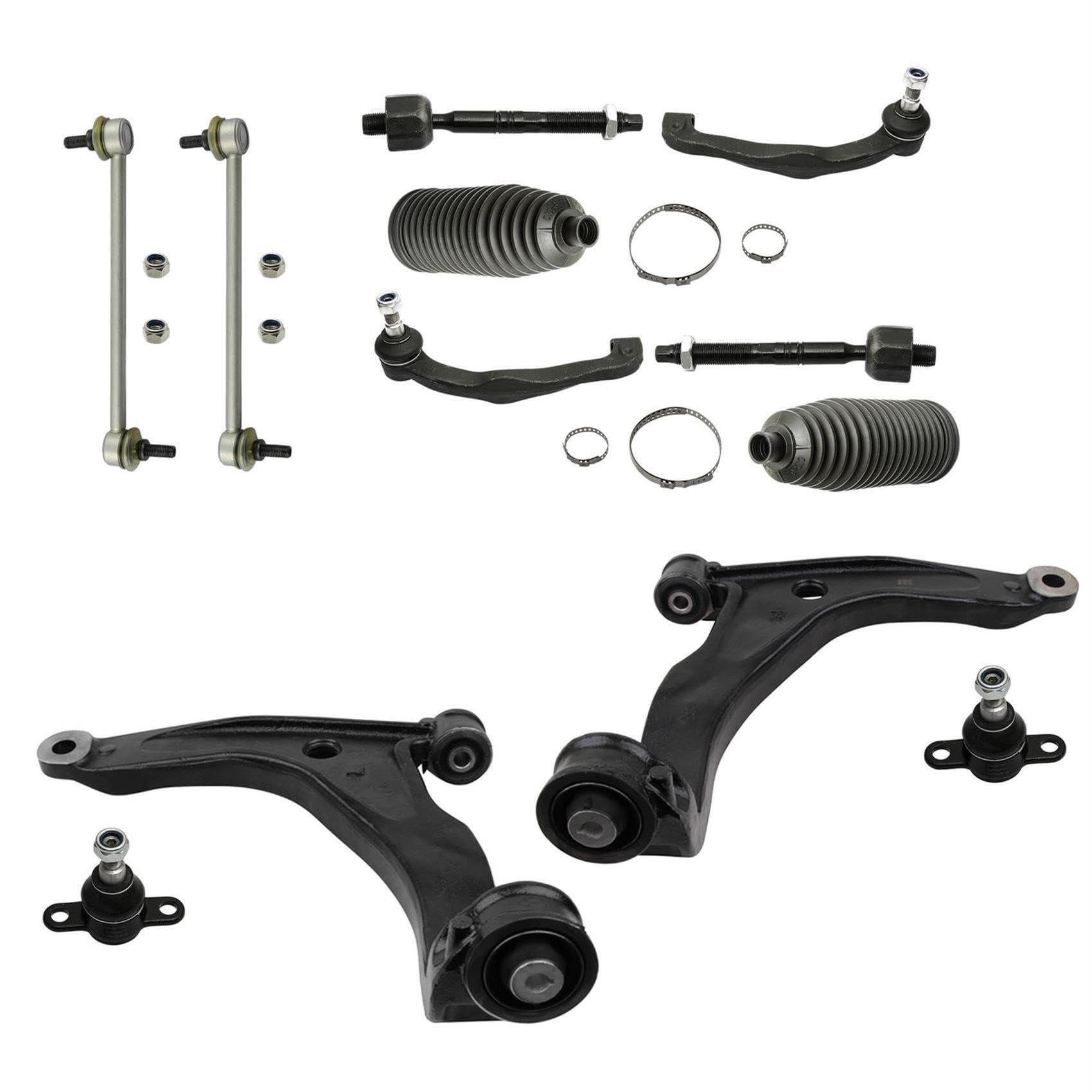 2x Querlenker 2x Traggelenk 2x Koppelstange 2x Spurstangenkopf 2x Axialgelenk 2x Lenkmanschette Vorderachse links rechts von AJS Parts