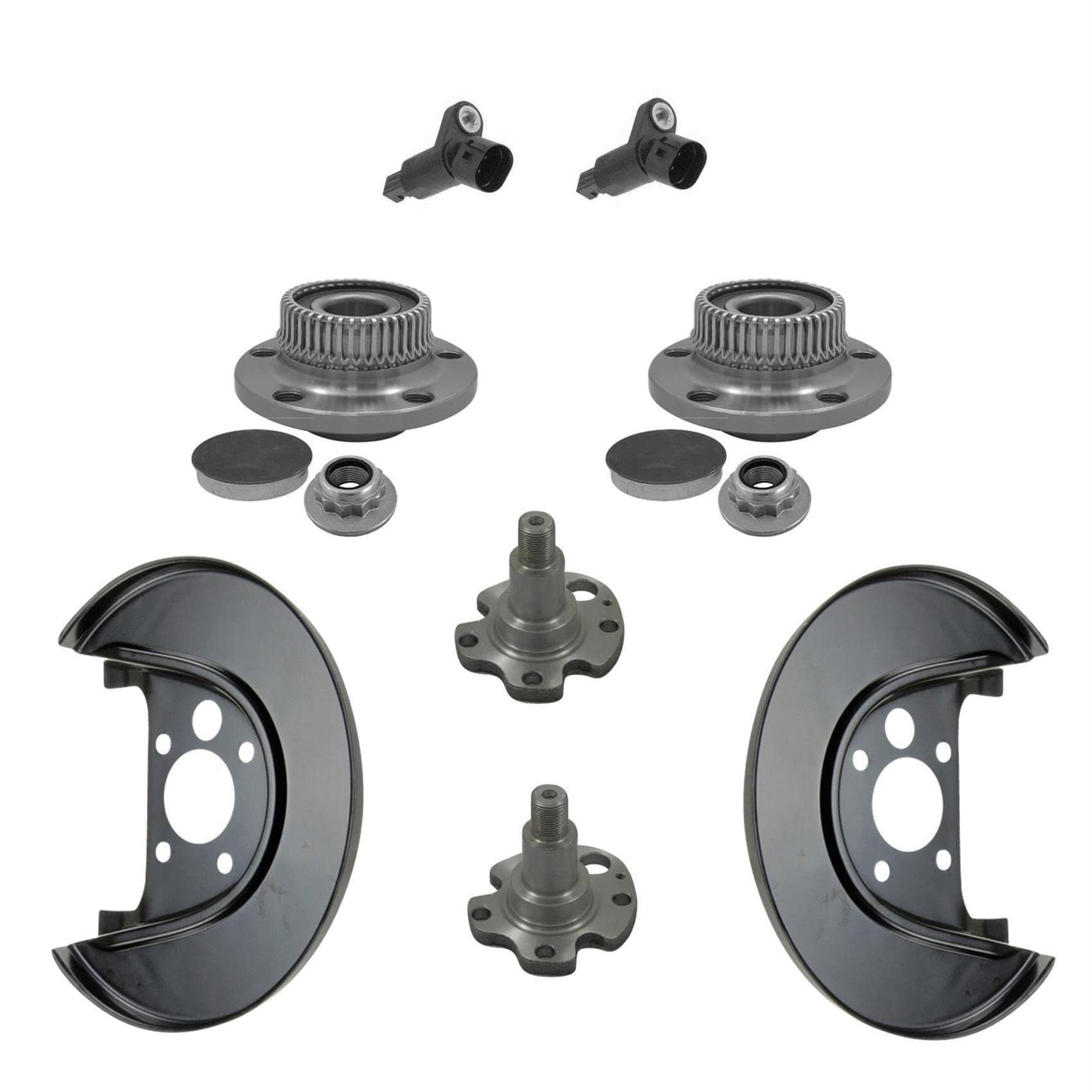 2x Radlager 2x ABS-Sensor 2x Achszapfen 2x Ankerblech Spritzblech Hinterachse links rechts von AJS Parts