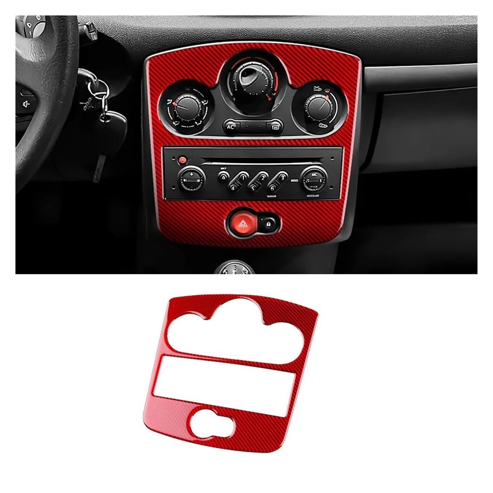 AJVAAIAC Für Renault Clio 3 2006 2007 2008 2009 2010 2011 2012 Auto-CD-AC-Panel Innenausstattung Echter Weicher Carbonfaser-Aufkleber(Red Carbon) von AJVAAIAC