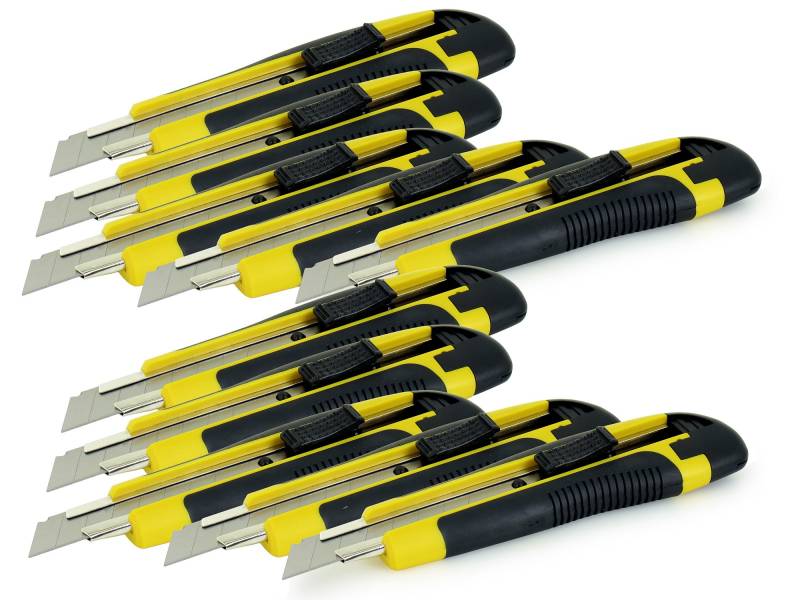 10 x Cuttermesser mit 18mm Trapezklinge - Günstiges Set für Heimwerker und Profis von AKF