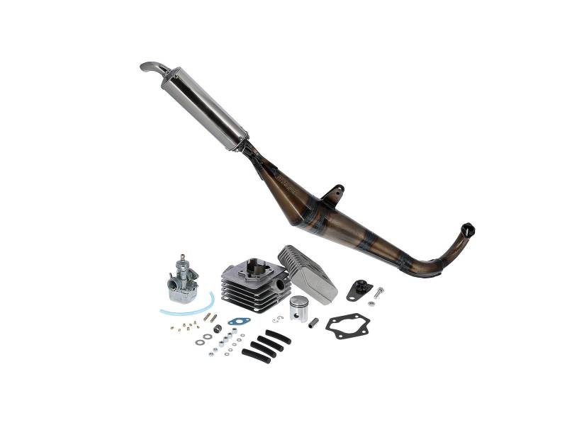 Set: Profi-Tuning 60ccm, 4-Kanal Zylinder/Kolben/Kopf + BVF16N1 + Reso Auspuff 32mm - für Simson S51, S53 von AKF