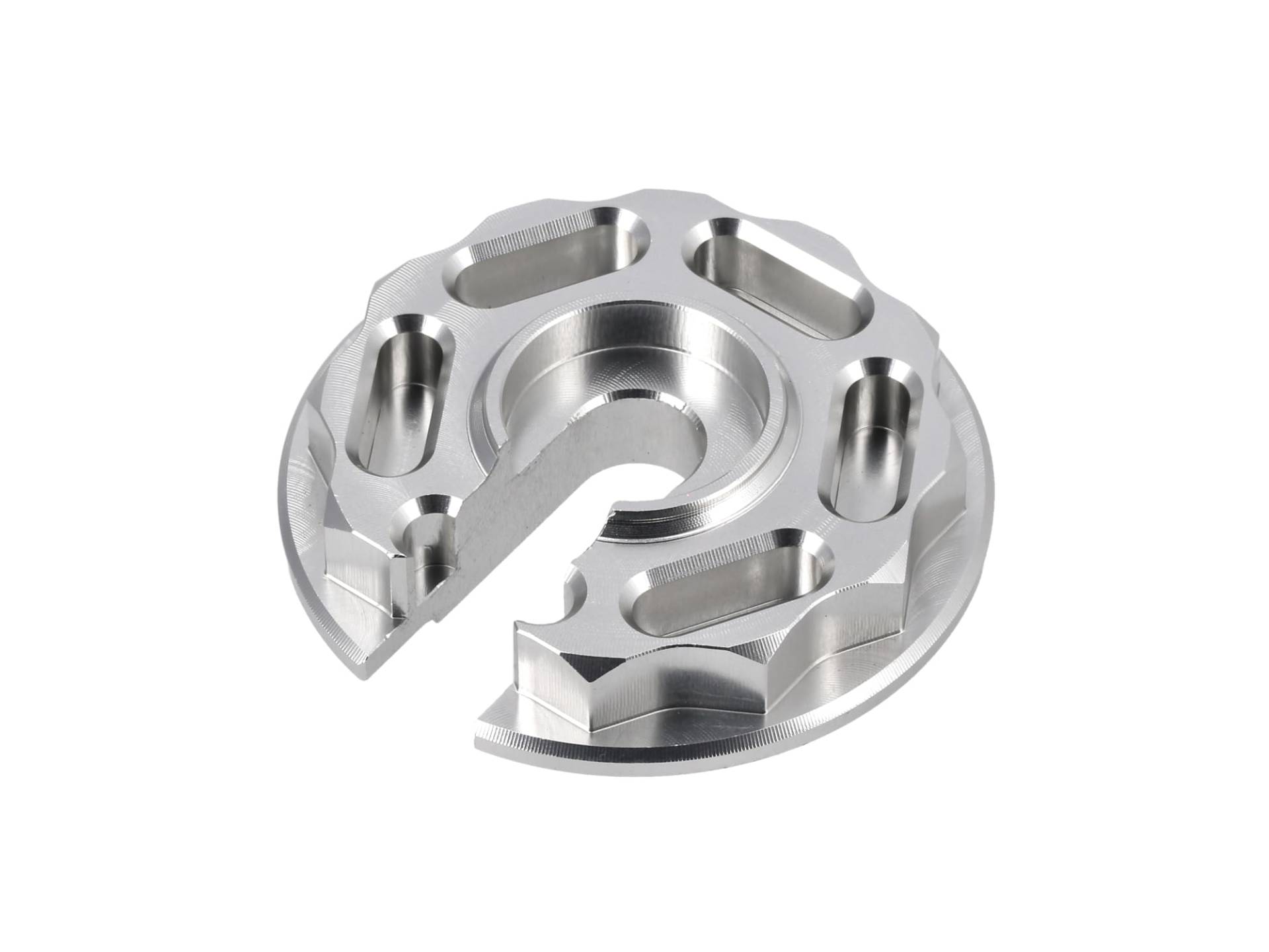 CNC Steckscheibe "Racing Optik" Aluminium, Natur - für Enduro-Federbein - für S51, S50, S70, S53, S83, MZ, ETZ von AKF