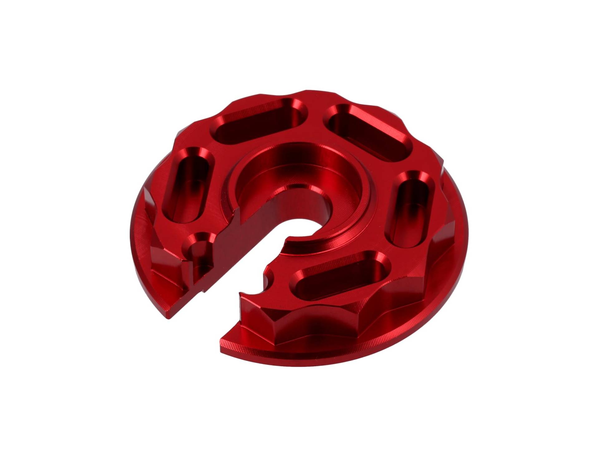 CNC Steckscheibe "Racing Optik" Aluminium, Rot - für Enduro-Federbein - für S51, S50, S70, S53, S83, MZ, ETZ von AKF