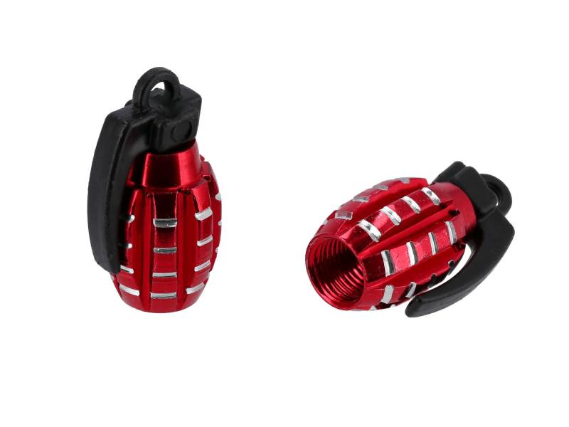 Set: 2X Ventilkappe Handgranate, Rot eloxiert von AKF