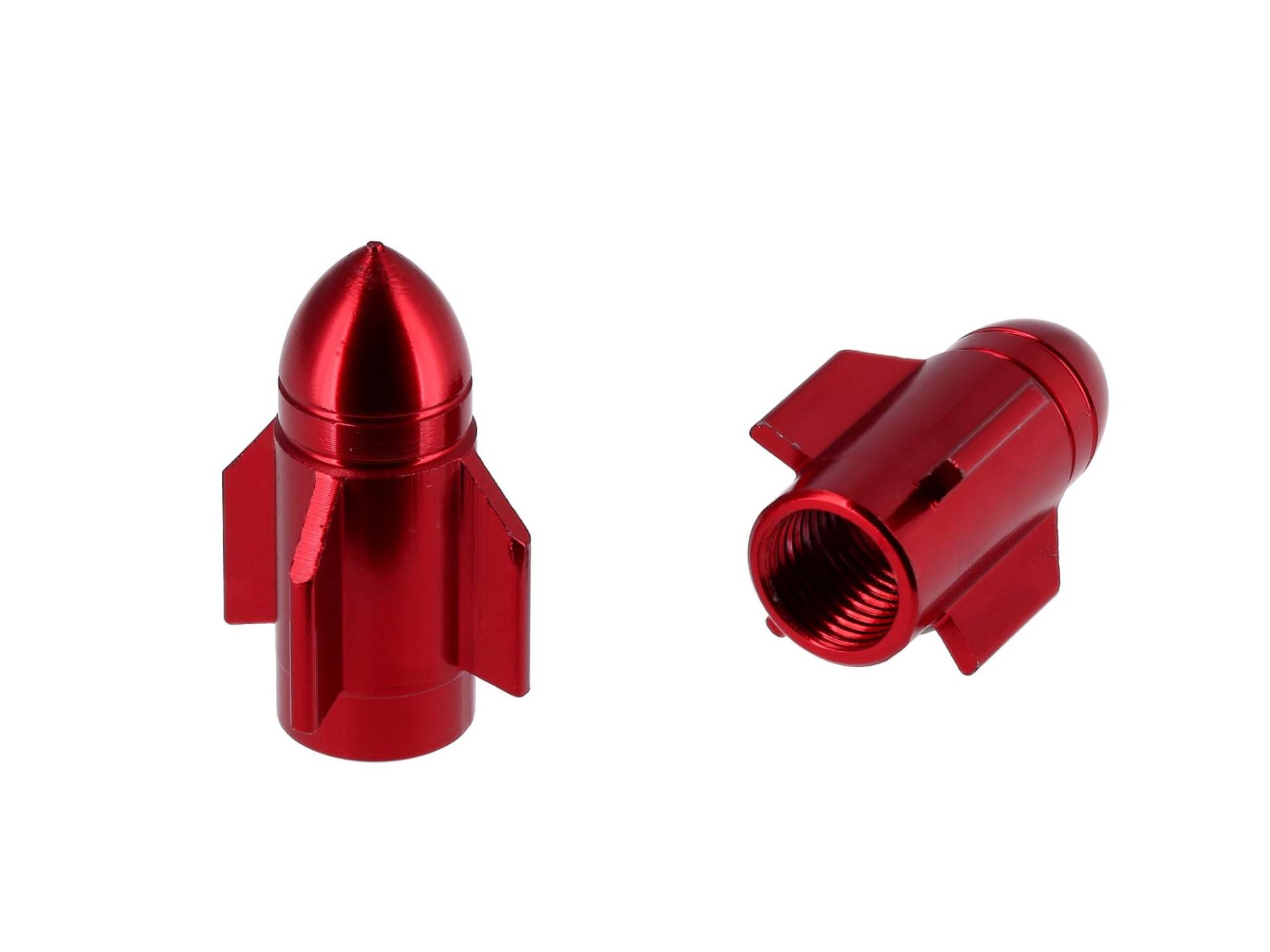 Set: 2X Ventilkappe Rakete, Rot eloxiert von AKF