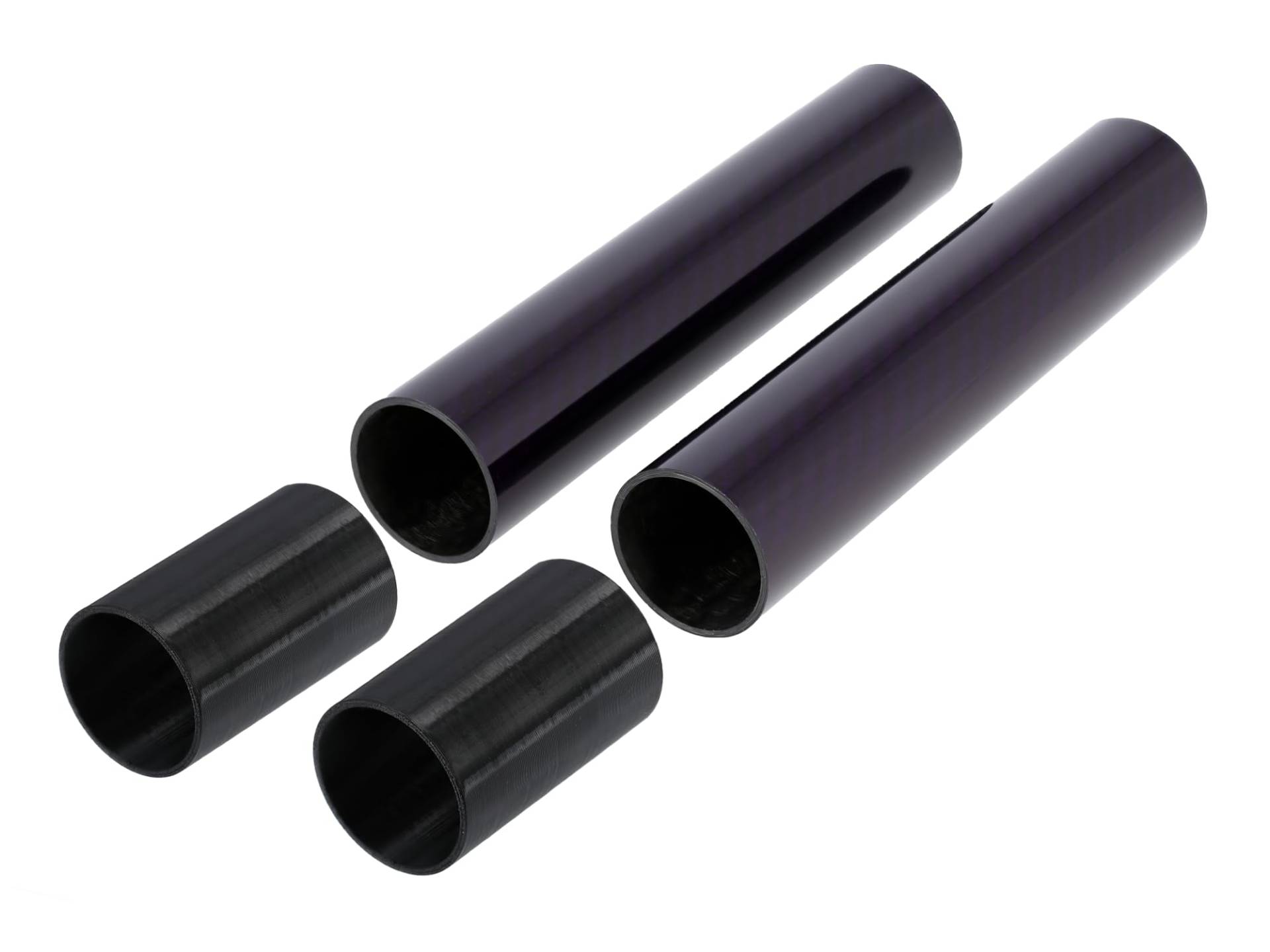 Set: 2x Cover für Telegabelholme + Verlängerung, Echt-Carbon - Violett - für Simson SR50, SR80 von AKF