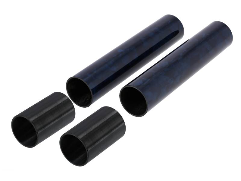 Set: 2x Cover für Telegabelholme + Verlängerung, Forged-Carbon - Blau - für Simson SR50, SR80 von AKF