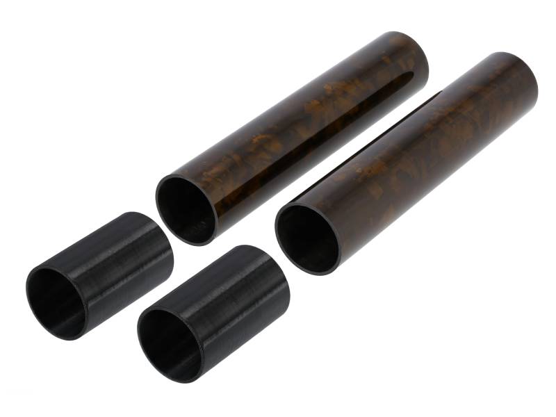 Set: 2x Cover für Telegabelholme + Verlängerung, Forged-Carbon - Gold - für Simson SR50, SR80 von AKF