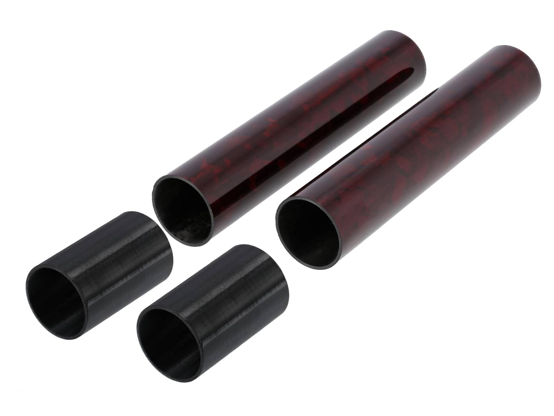 Set: 2x Cover für Telegabelholme + Verlängerung, Forged-Carbon - Rot - für Simson SR50, SR80 von AKF