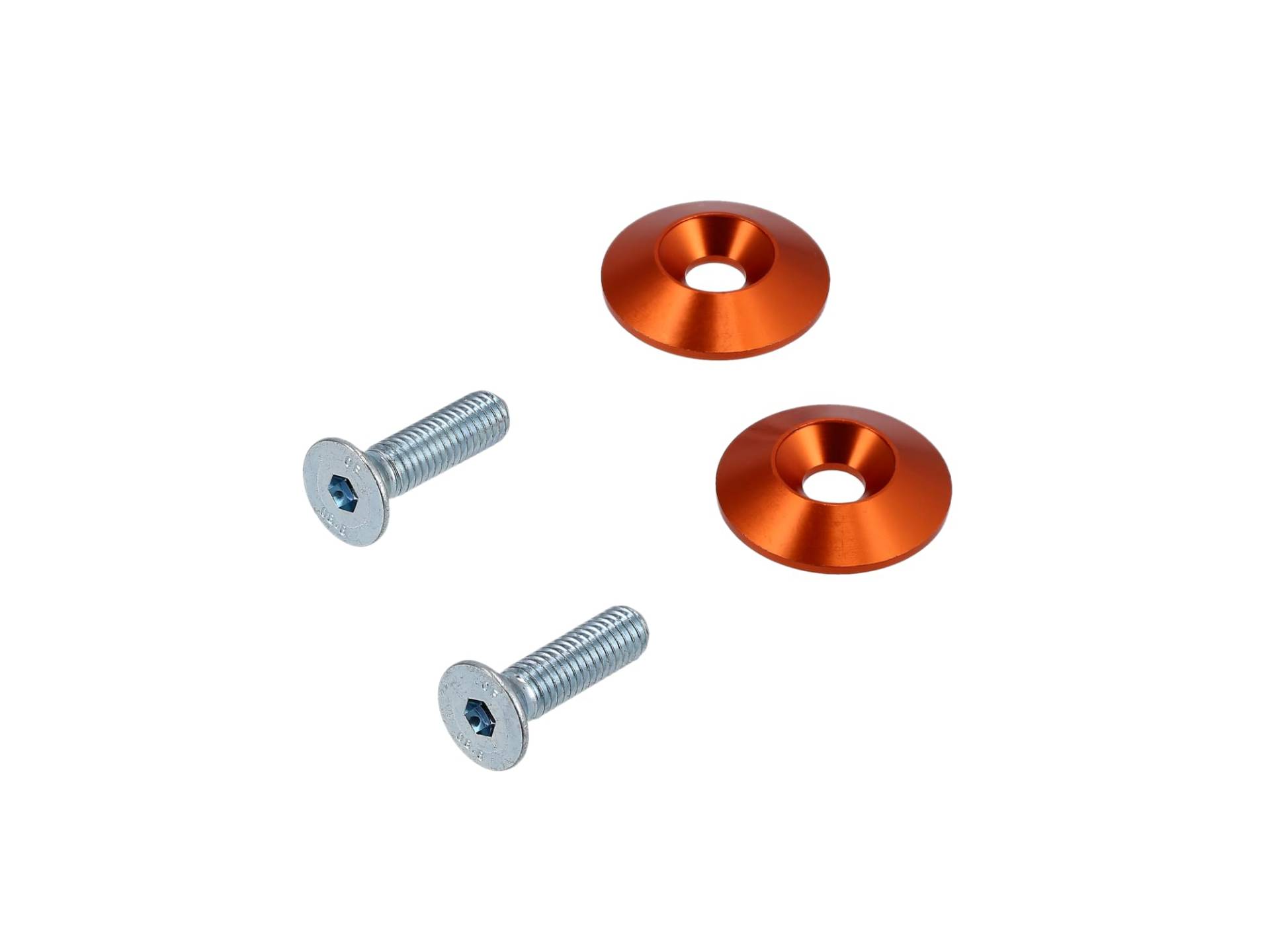 Set: CNC Gabelkappen/Senkscheiben Aluminium, Orange - für S51, S50, S70, S53, S83 von AKF