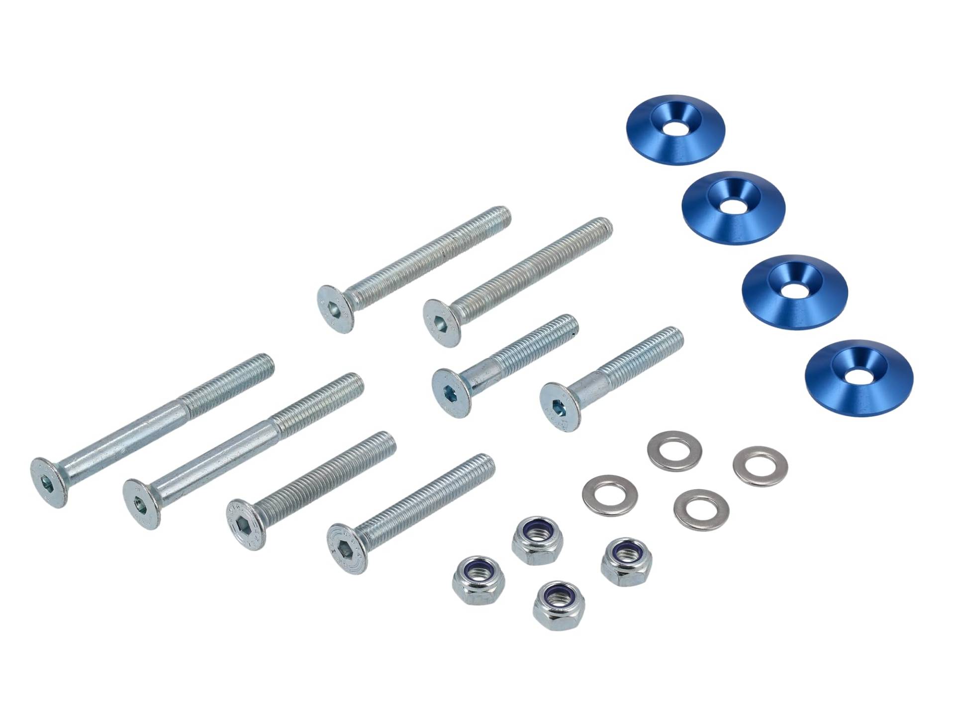 Set: CNC Senkscheiben für Stoßdämpfer/Federbein, Blau - für S51, S50, S70, S53, S83 von AKF