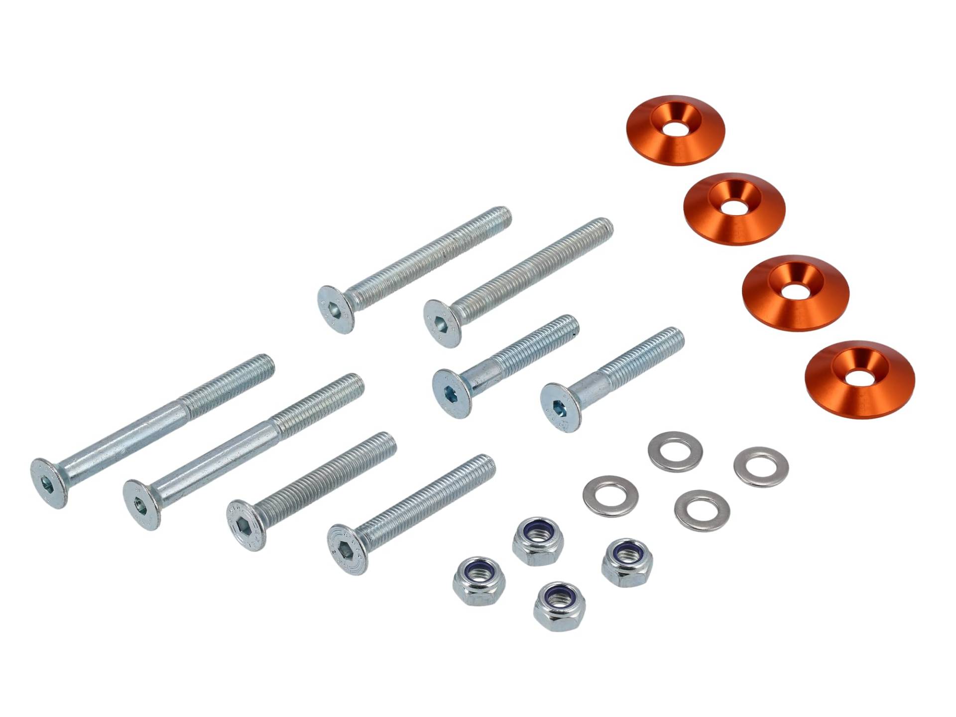 Set: CNC Senkscheiben für Stoßdämpfer/Federbein, Orange - für S51, S50, S70, S53, S83 von AKF