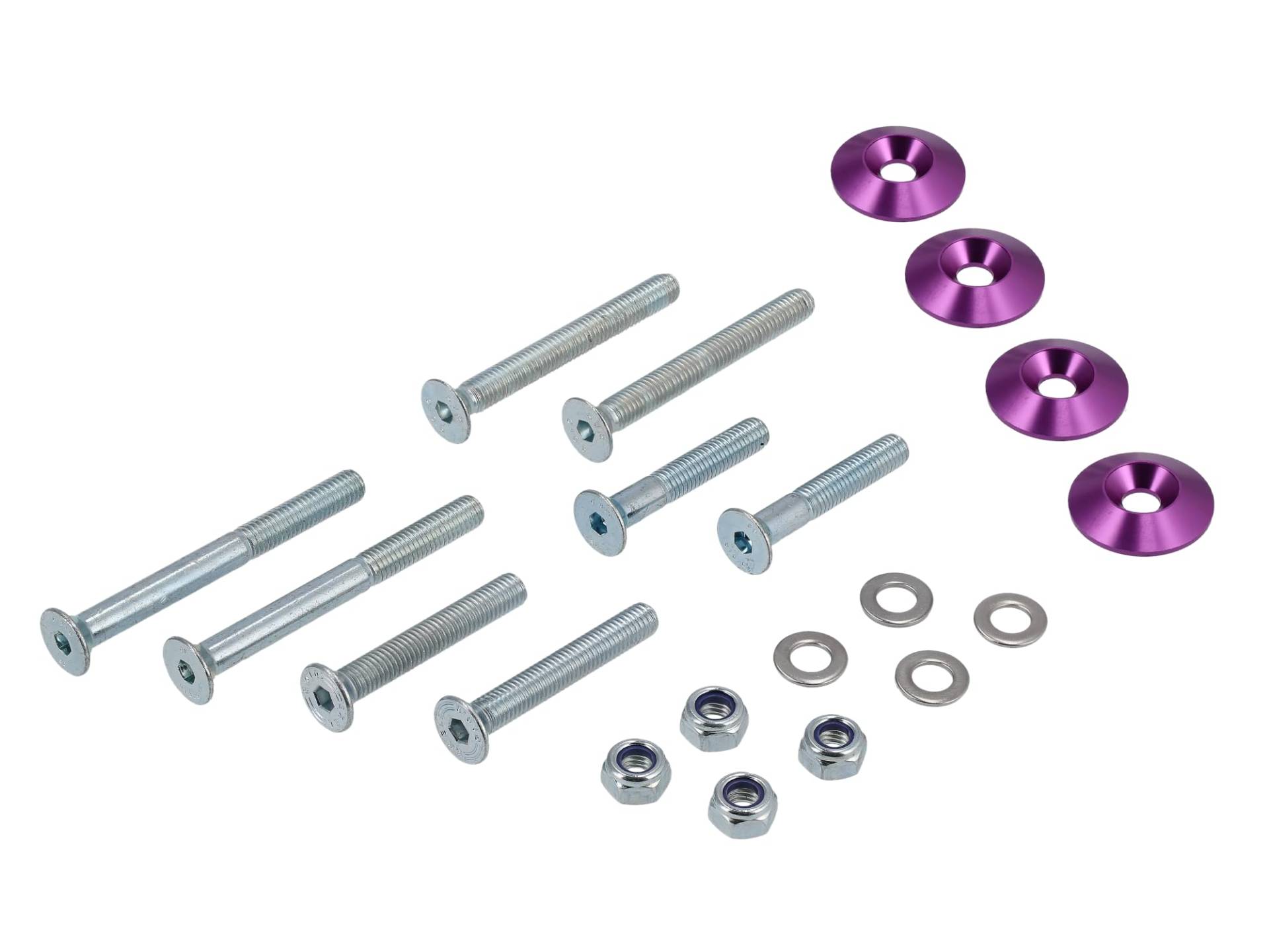 Set: CNC Senkscheiben für Stoßdämpfer/Federbein, Violett - für S51, S50, S70, S53, S83 von AKF