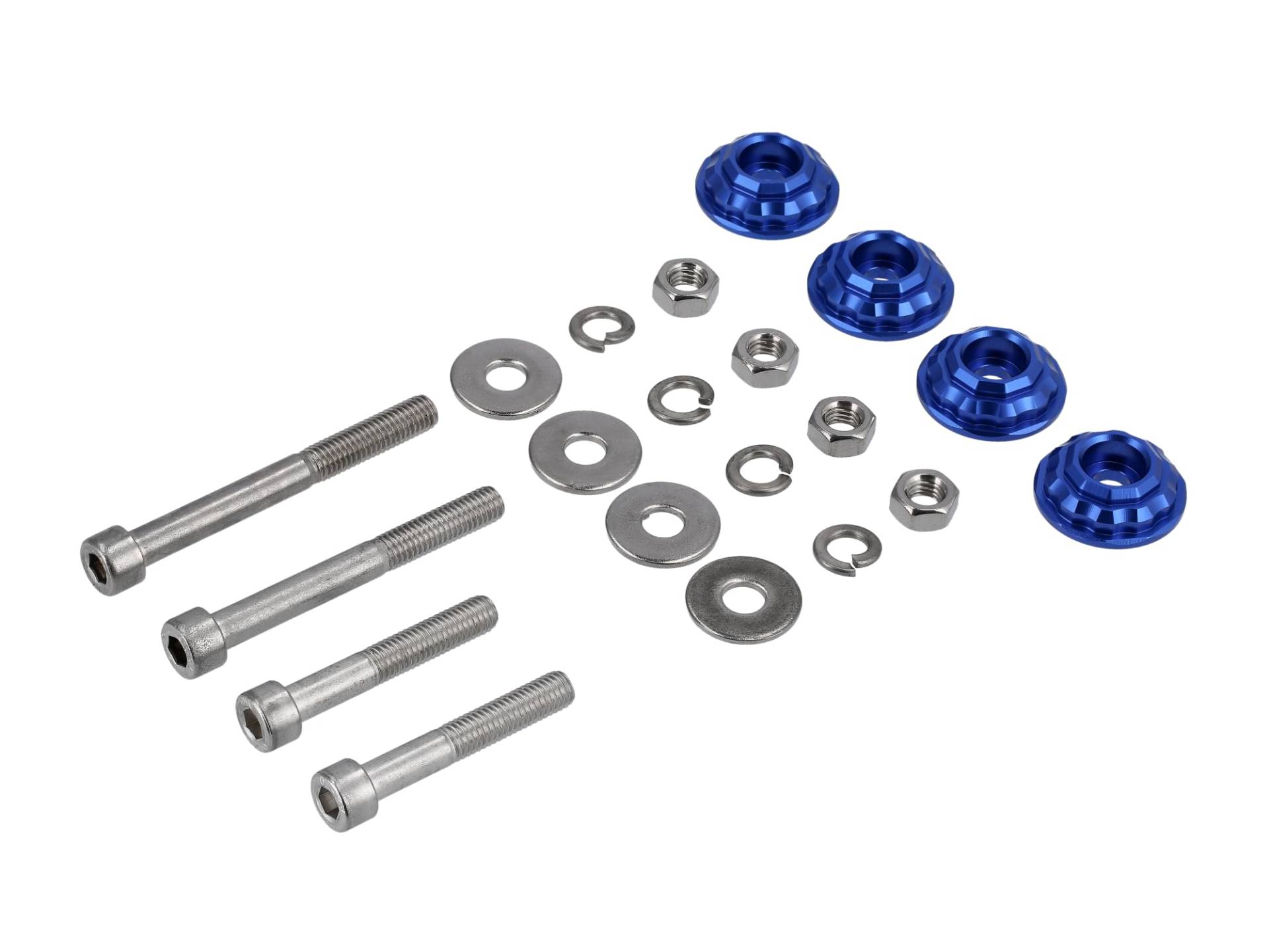 Set: CNC Unterlegscheibe 32mm für Stoßdämpfer/Federbein, Blau - für S51, S50, S70, S53, S83 von AKF