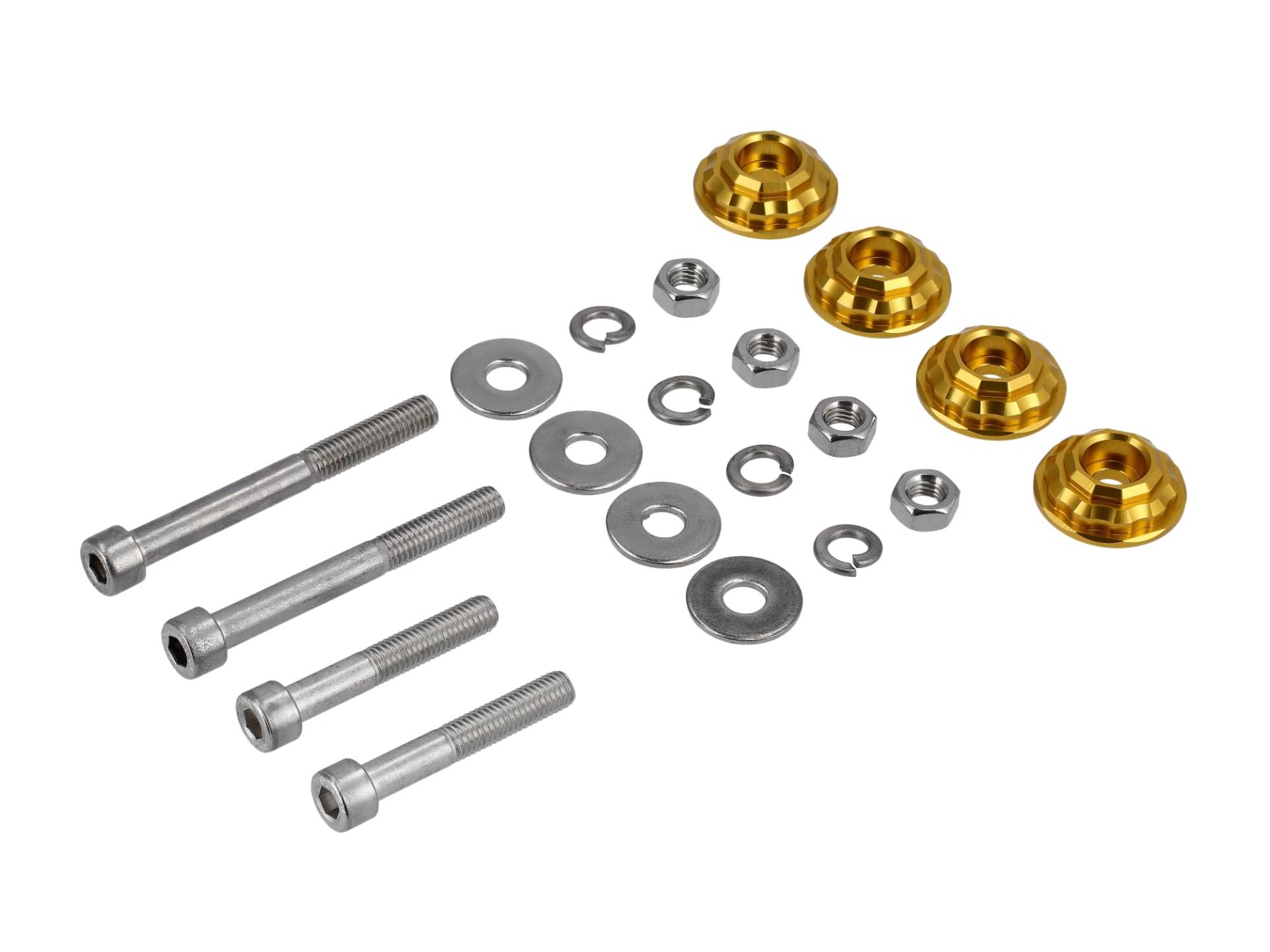 Set: CNC Unterlegscheibe 32mm für Stoßdämpfer/Federbein, Gold - für S51, S50, S70, S53, S83 von AKF