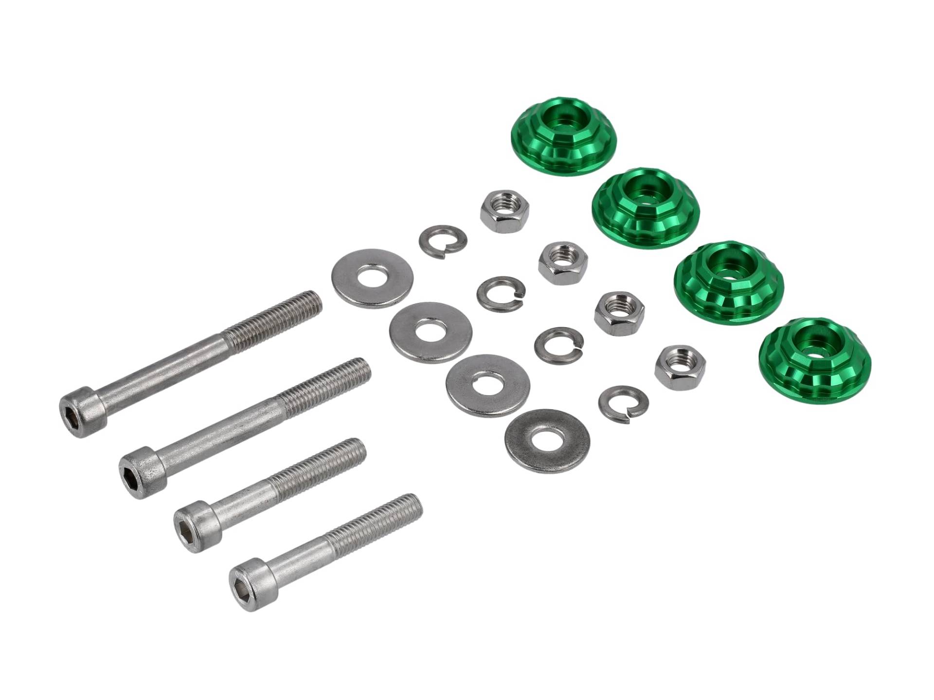 Set: CNC Unterlegscheibe 32mm für Stoßdämpfer/Federbein, Grün - für S51, S50, S70, S53, S83 von AKF