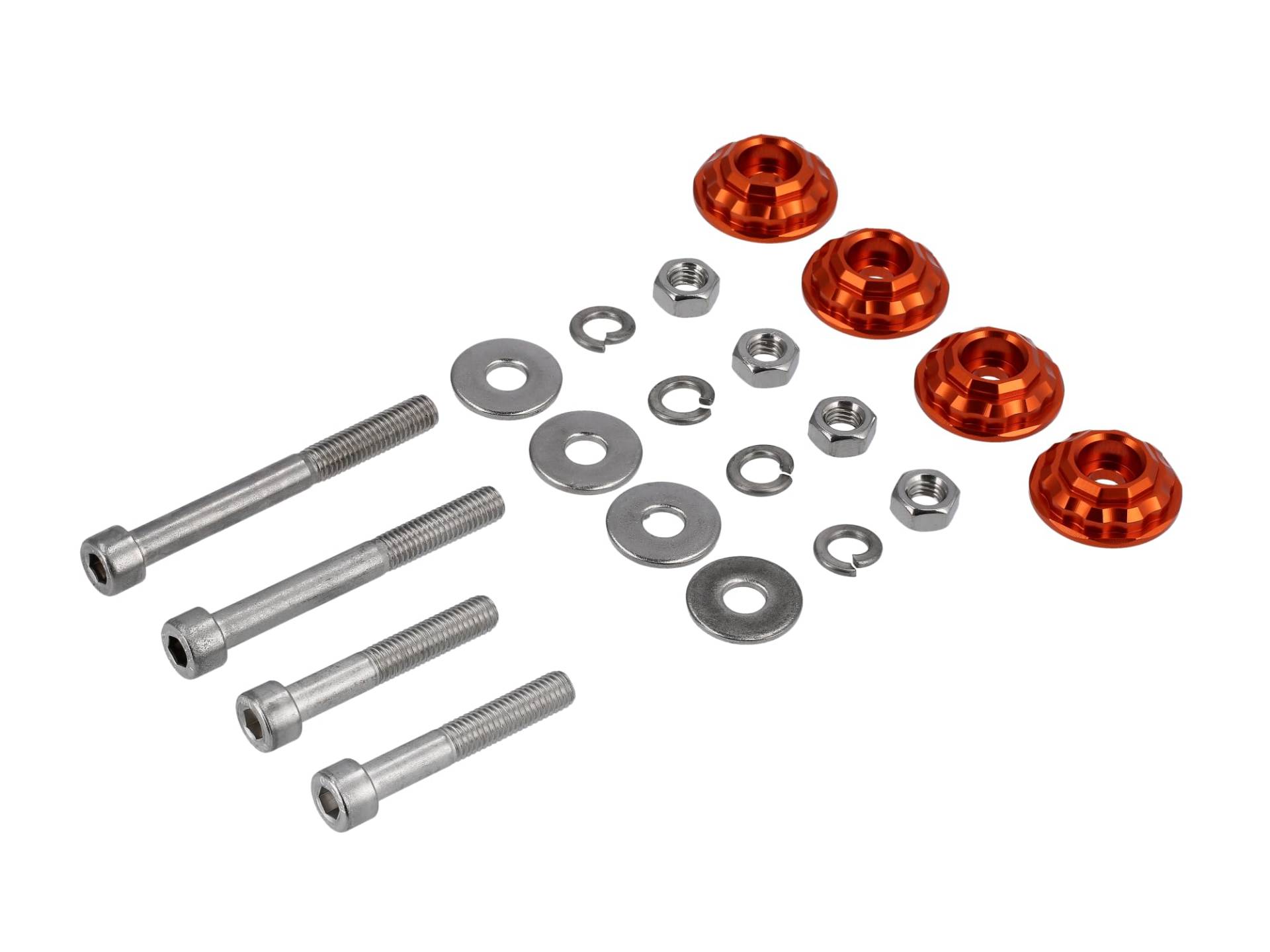 Set: CNC Unterlegscheibe 32mm für Stoßdämpfer/Federbein, Orange - für S51, S50, S70, S53, S83 von AKF