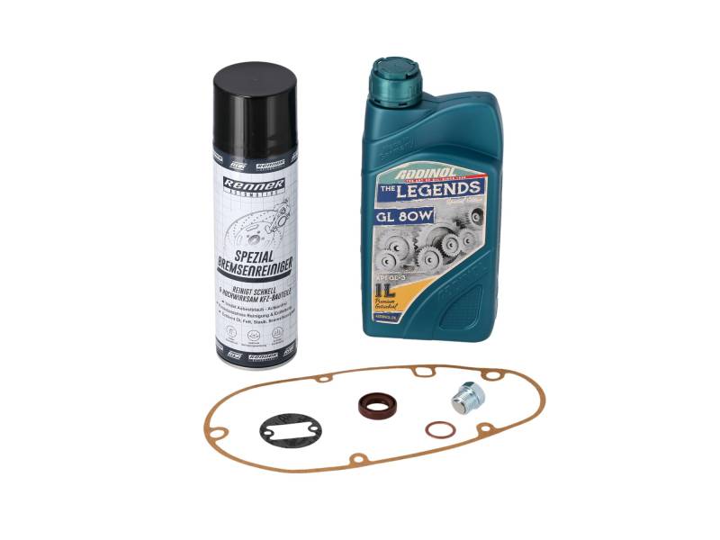 Set: Ölwechsel-Basic für Simson S50, Schwalbe KR51/1, Öl + Reiniger + Schrauben + Dichtungen - für Motor M53 / M54 von AKF