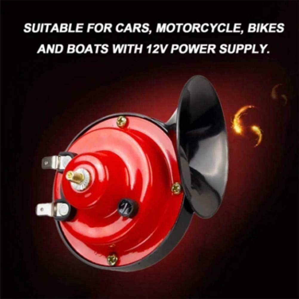 120-dB-Hupe für LKWs, Elektrische Hupe, Motorrad-Auto-Sound-Horn-Kit (Schwarz Rot) von AKLOSIPY