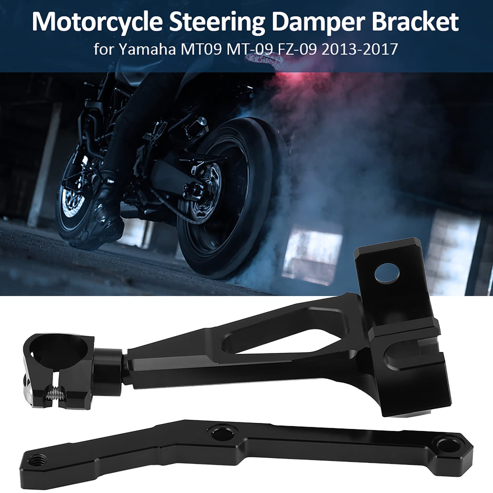 Stabilisator-Kit für Motorrad-CNC-Stahl-Stee-Dämpferhalterung für MT09 FZ09 2013–2017, Stee-Dämpfer-Montageanschluss für Verbesserte Stabilität von AKLOSIPY